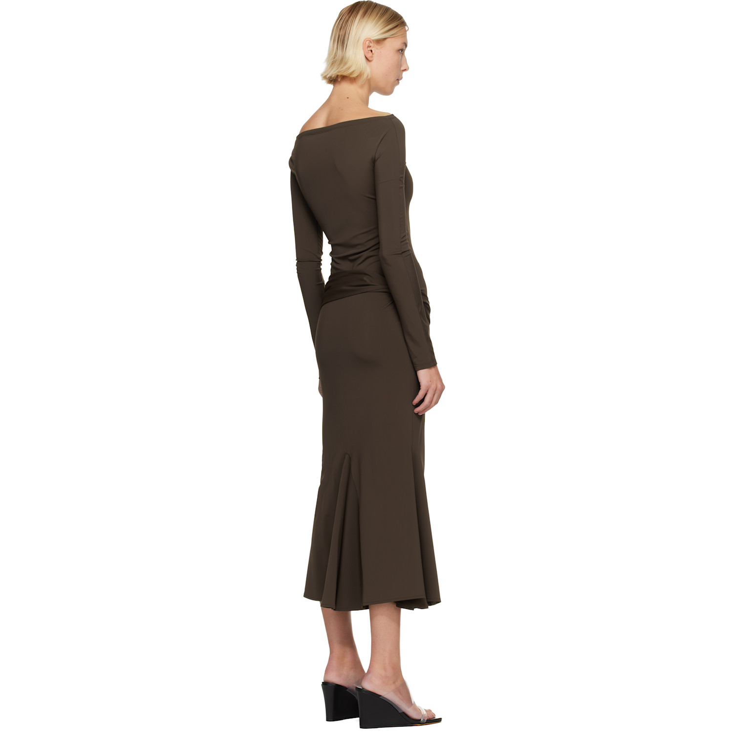  Conner Ives Brown Recycled Spandex Shell Belt Maxi Dress 