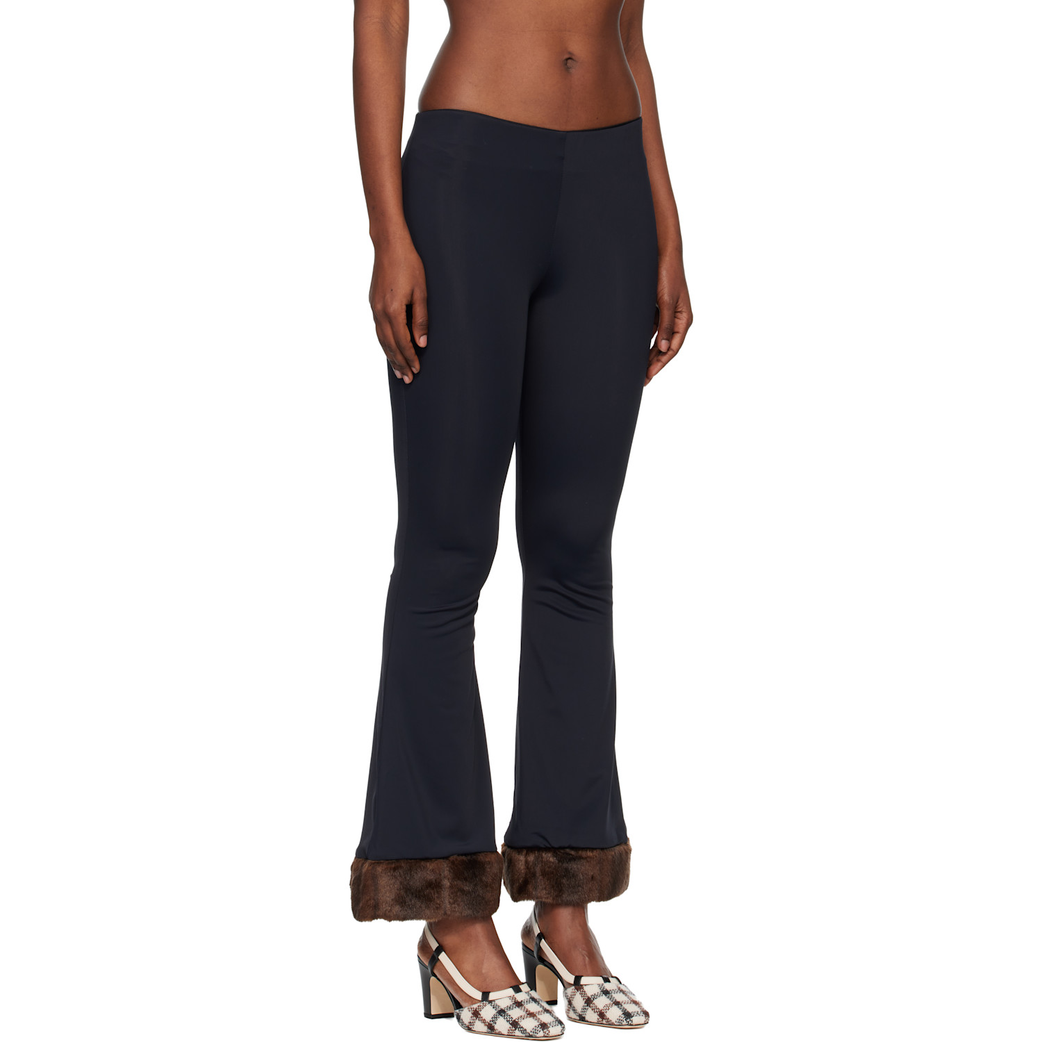  Conner Ives Black Faux Mink-trimmed Lounge Pants 