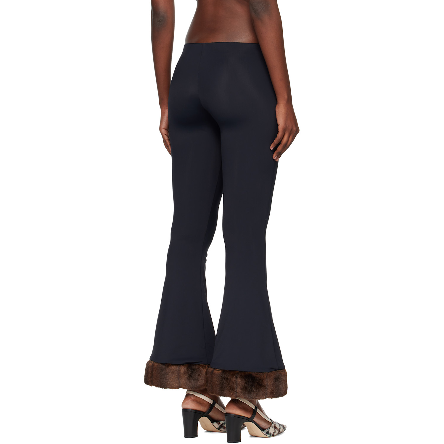  Conner Ives Black Faux Mink-trimmed Lounge Pants 