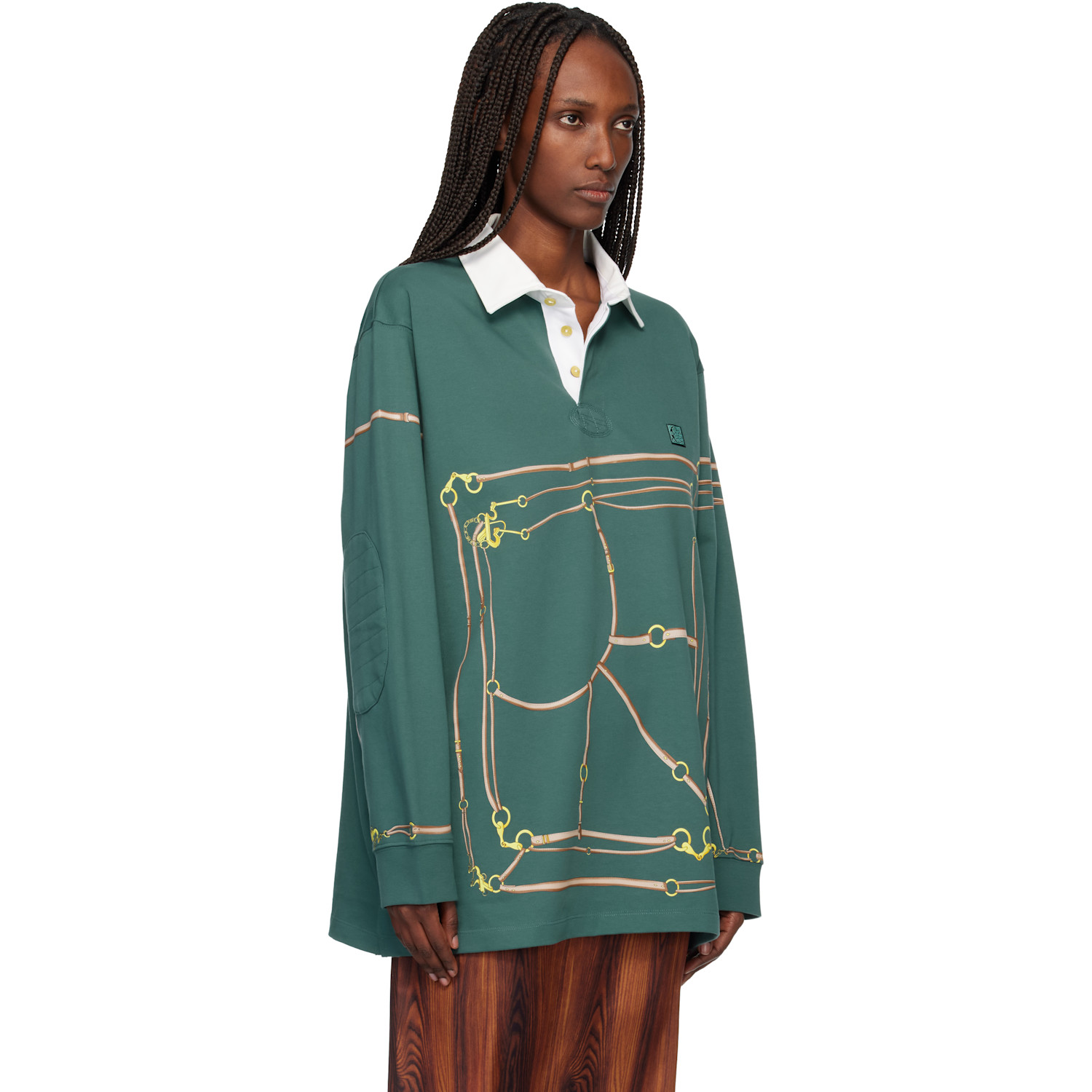  Conner Ives Green Belt Printed Rugby Polo 