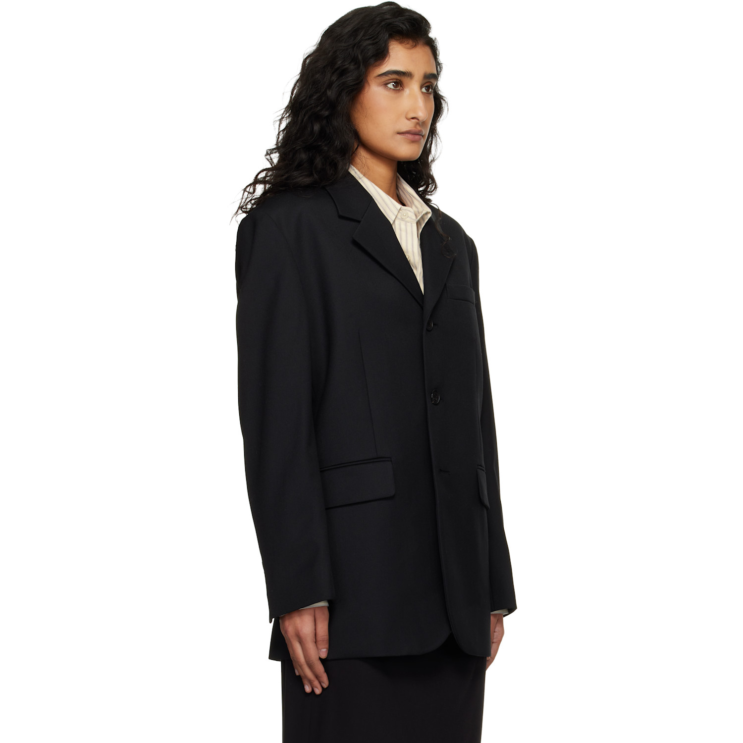  Dunst Black 3 Button Wool Blazer 