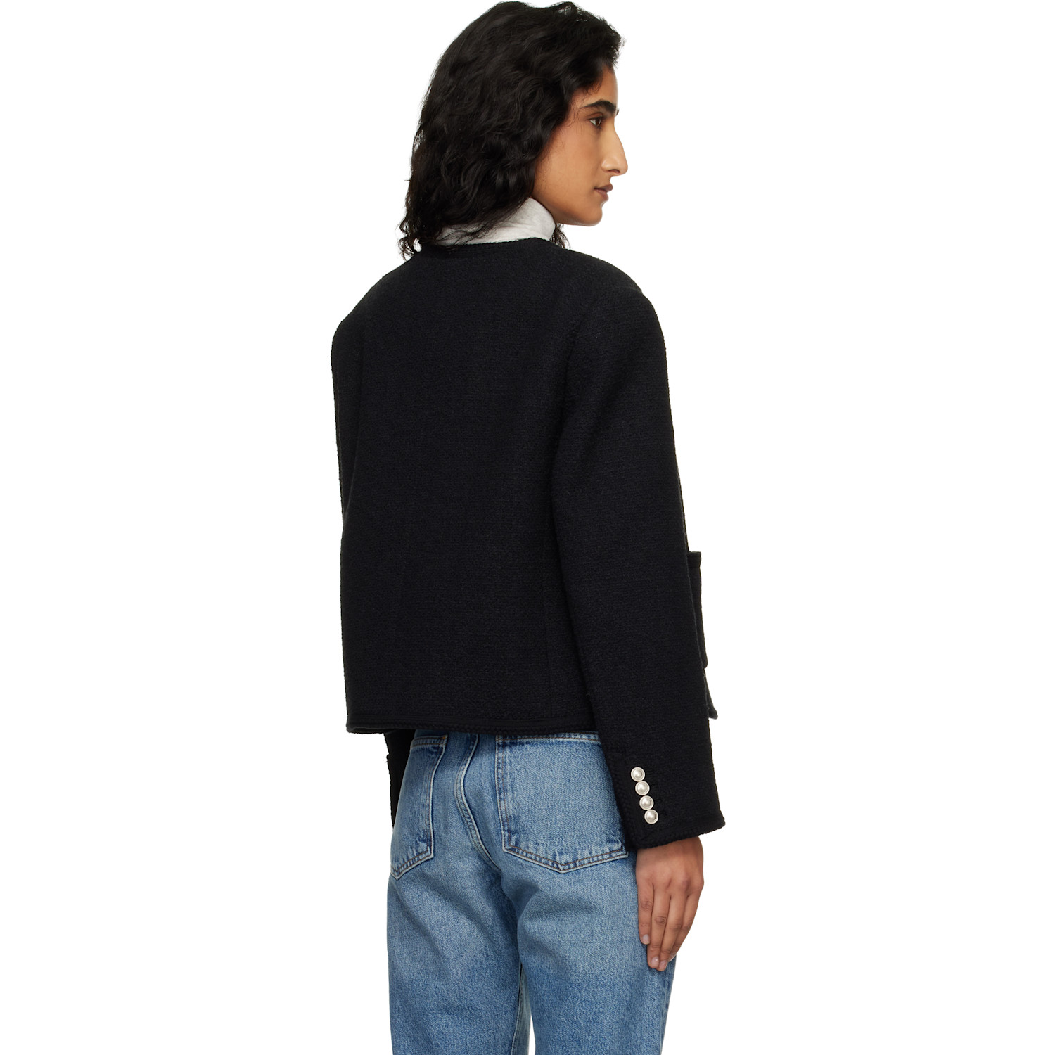  Dunst Black Classic Boucle Tweed Jacket 