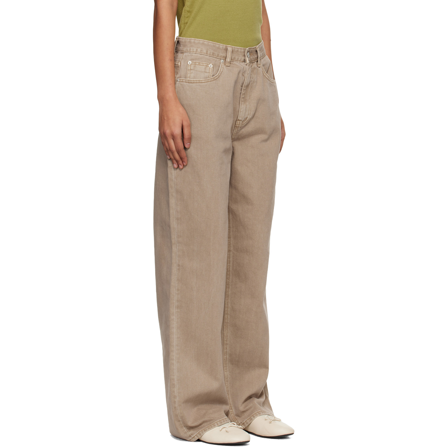  Dunst Beige Relaxed Wide Jeans 