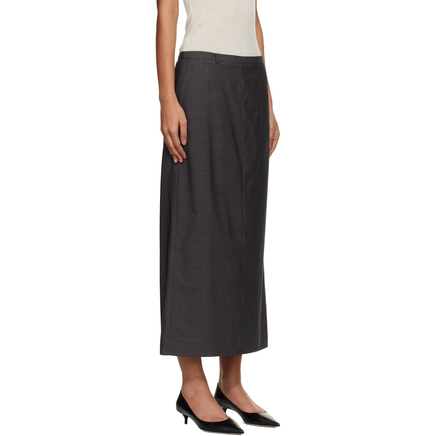  Dunst Gray H-line Striped Maxi Skirt 