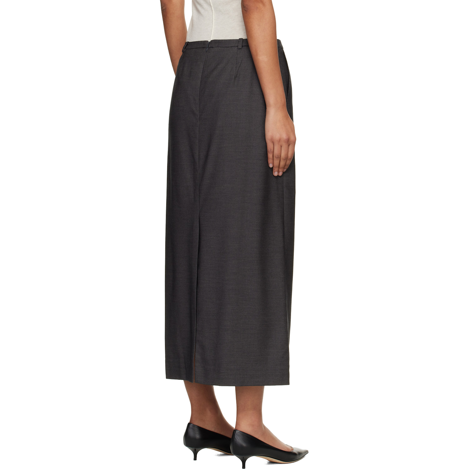  Dunst Gray H-line Striped Maxi Skirt 