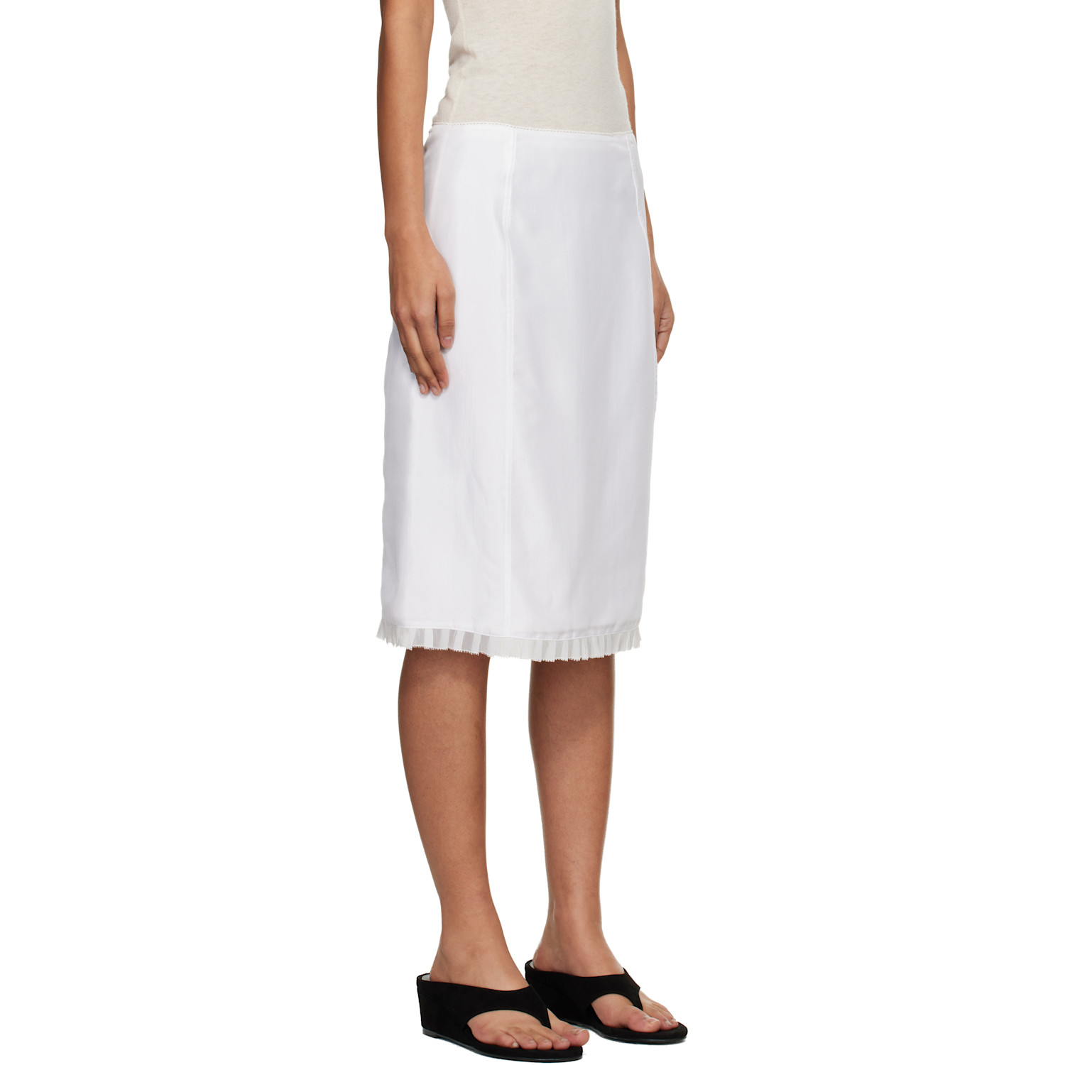  Dunst White H-line Laced Midi Skirt 