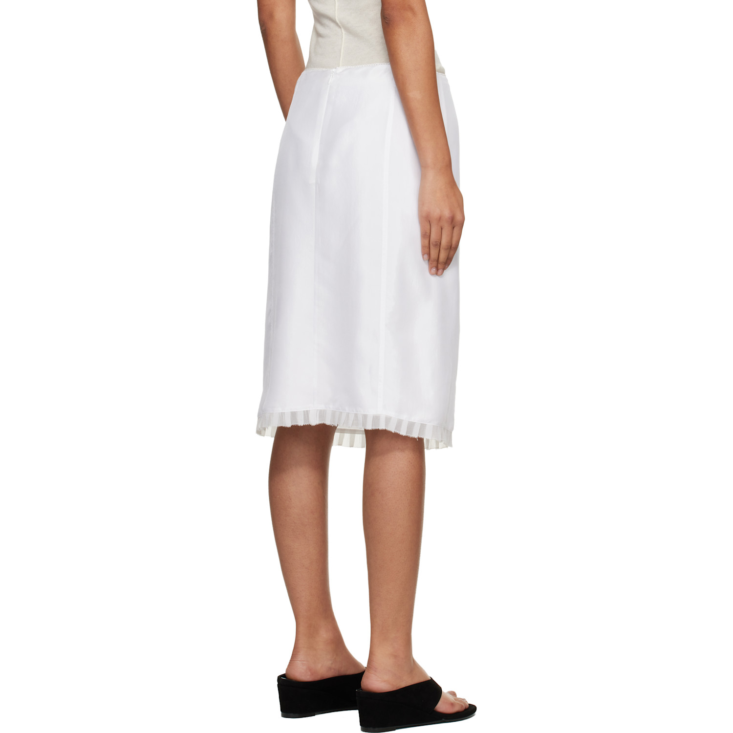  Dunst White H-line Laced Midi Skirt 