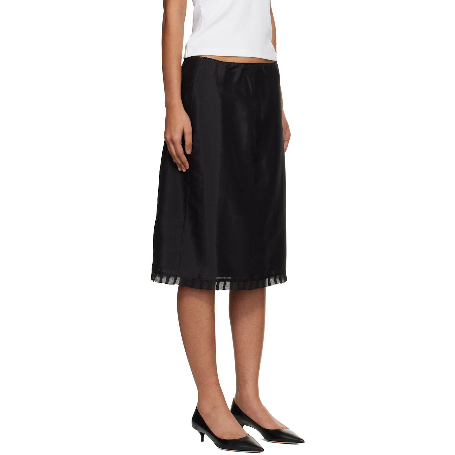 Dunst Black H-line Laced Midi Skirt 