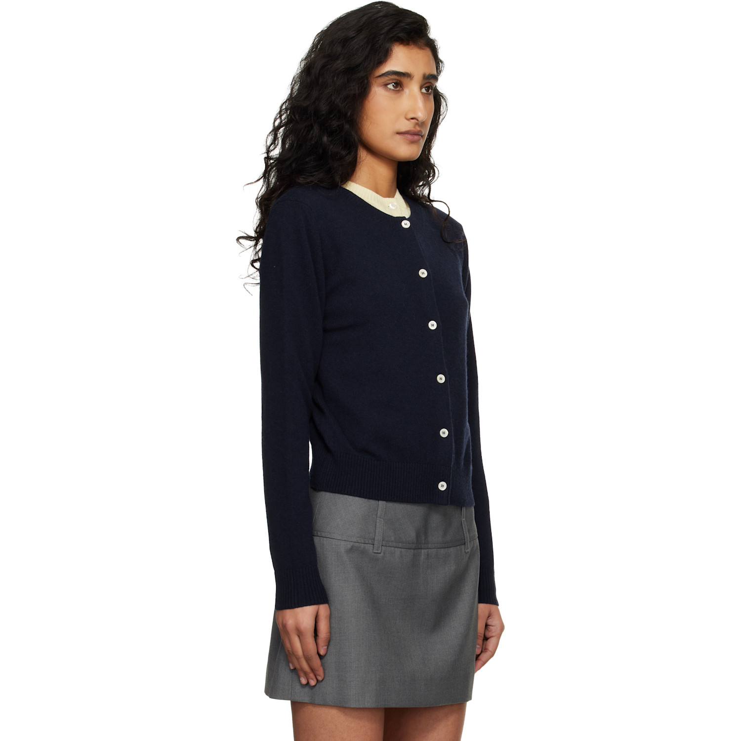  Dunst Navy Essential Crewneck Knit Cardigan 