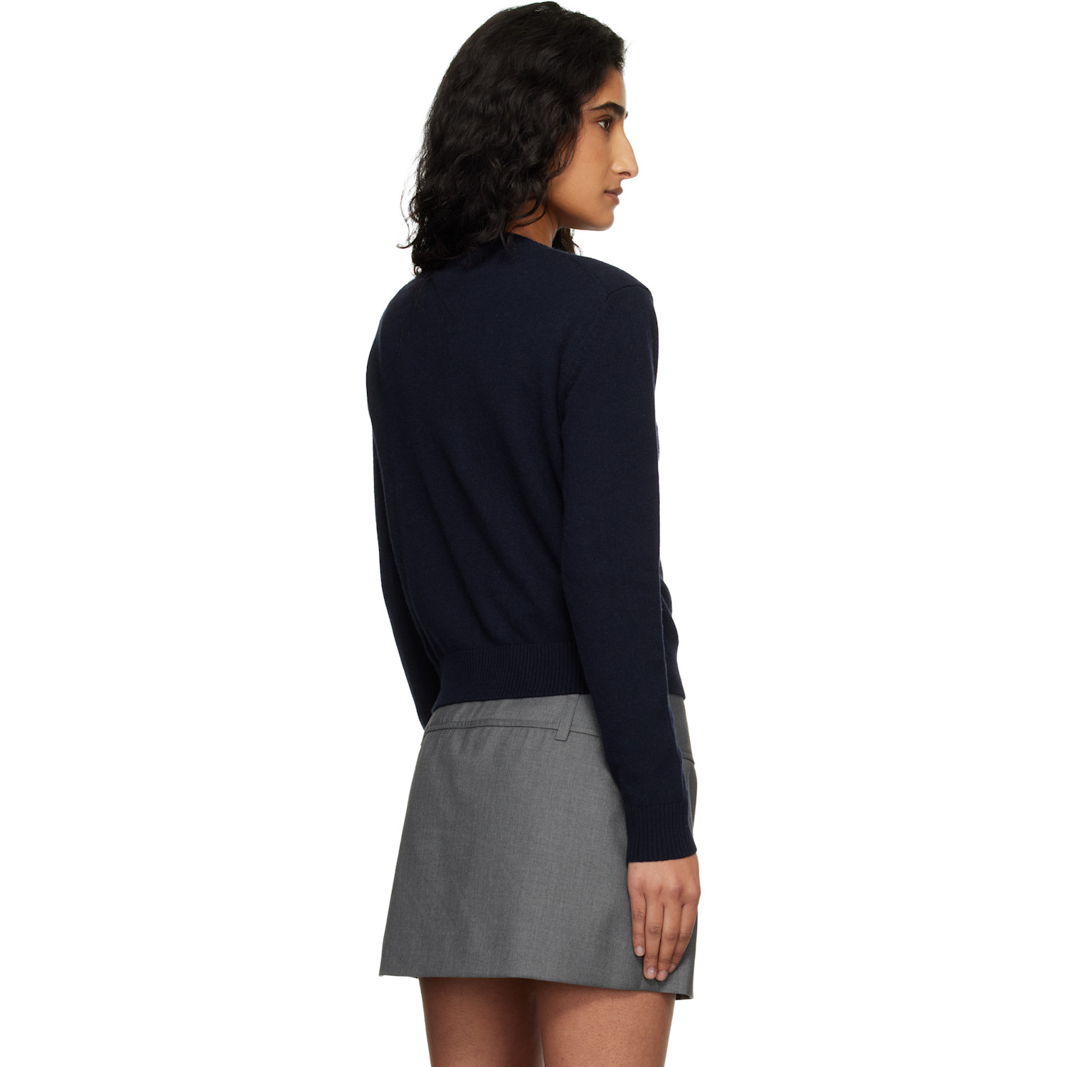  Dunst Navy Essential Crewneck Knit Cardigan 