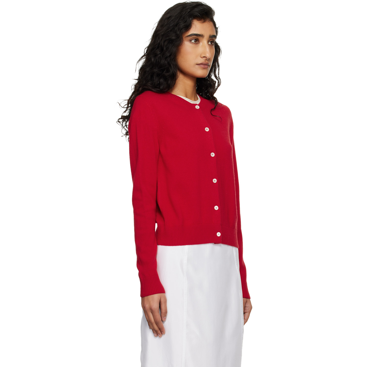  Dunst Red Essential Crewneck Knit Cardigan 