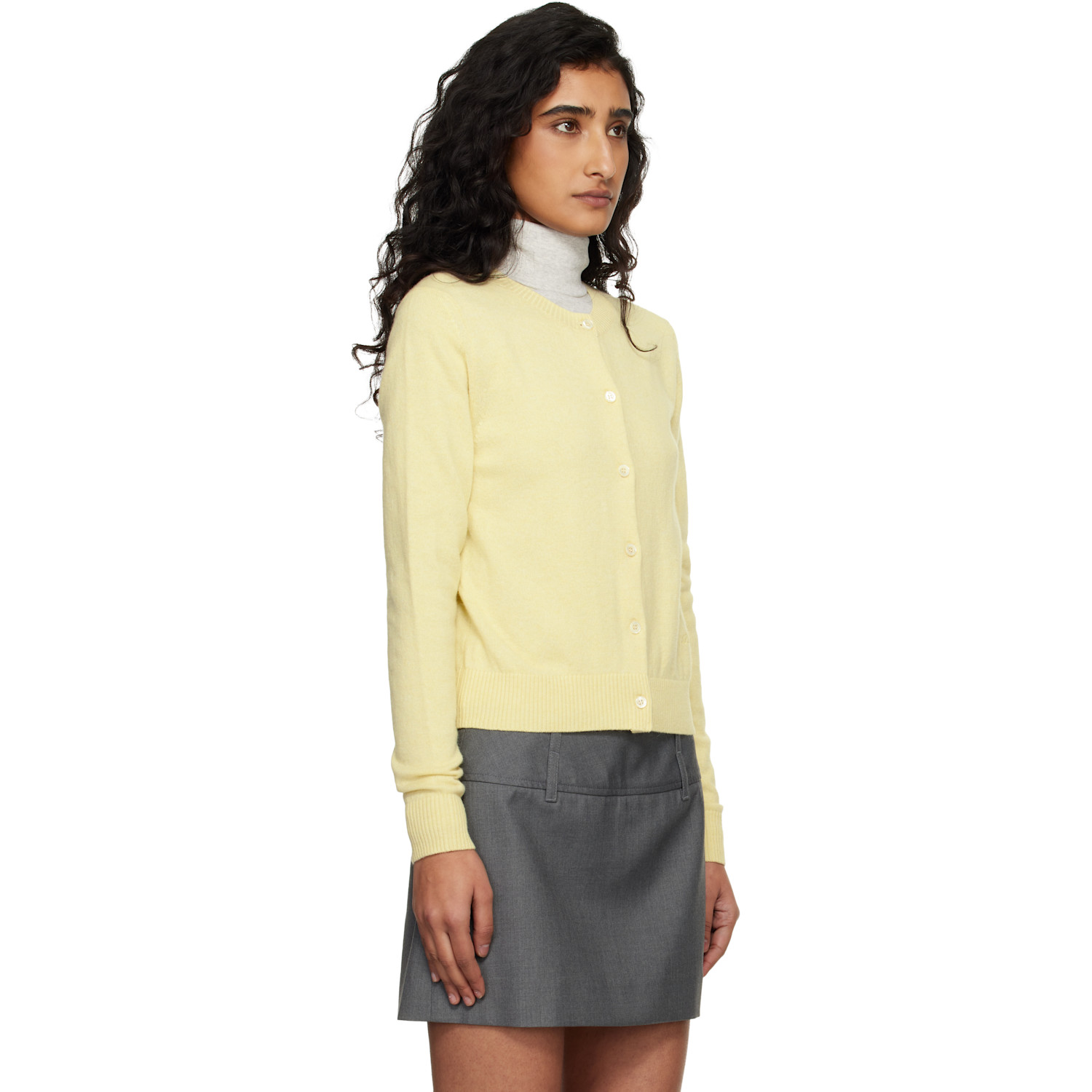  Dunst Yellow Essential Crewneck Knit Cardigan 