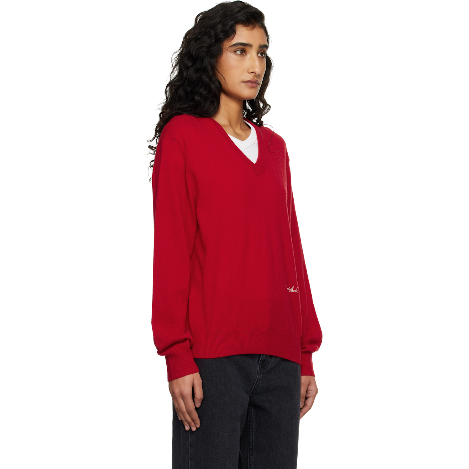  Dunst Red Soft V-neck Sweater 