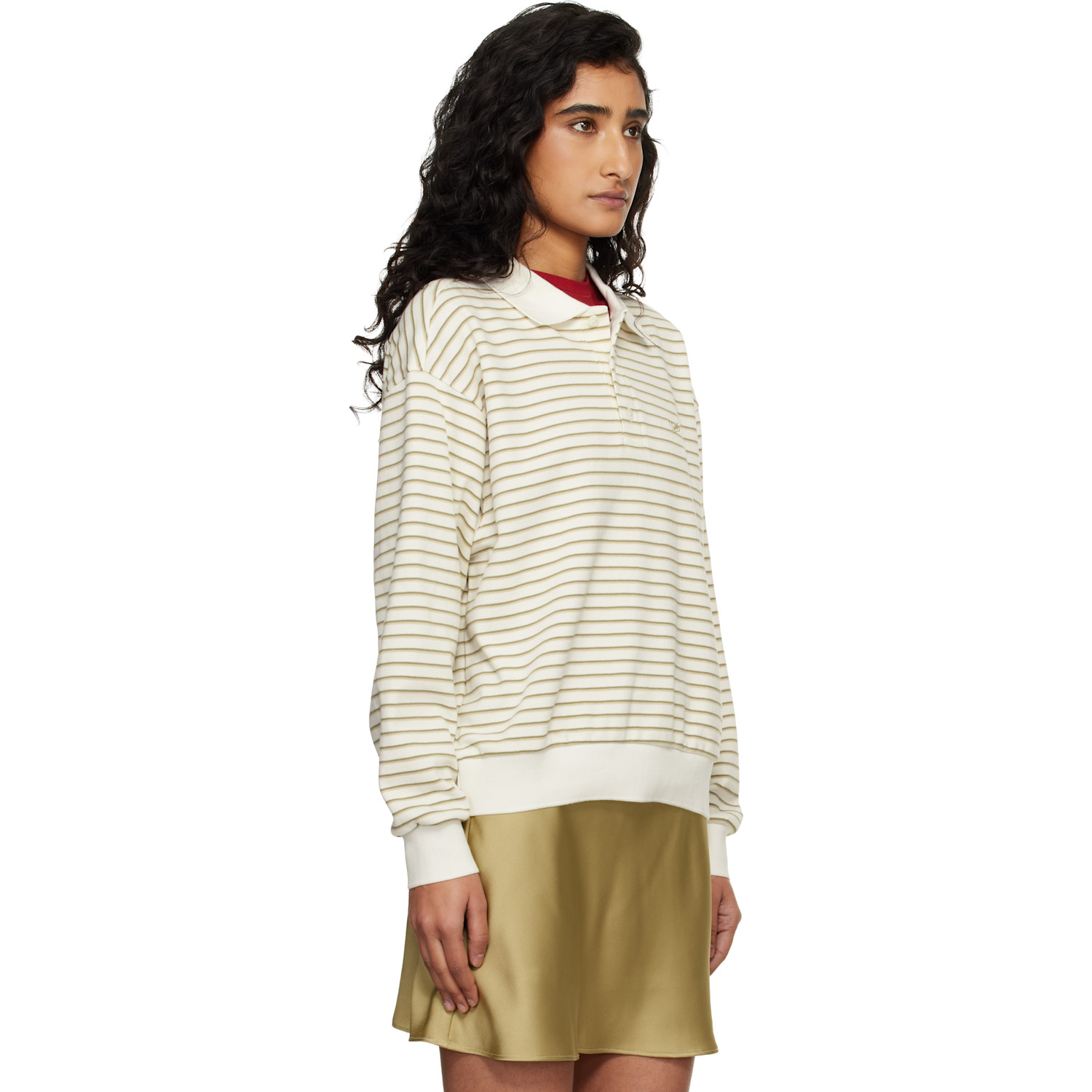  Dunst Off-white Striped Logo Collared Polo 