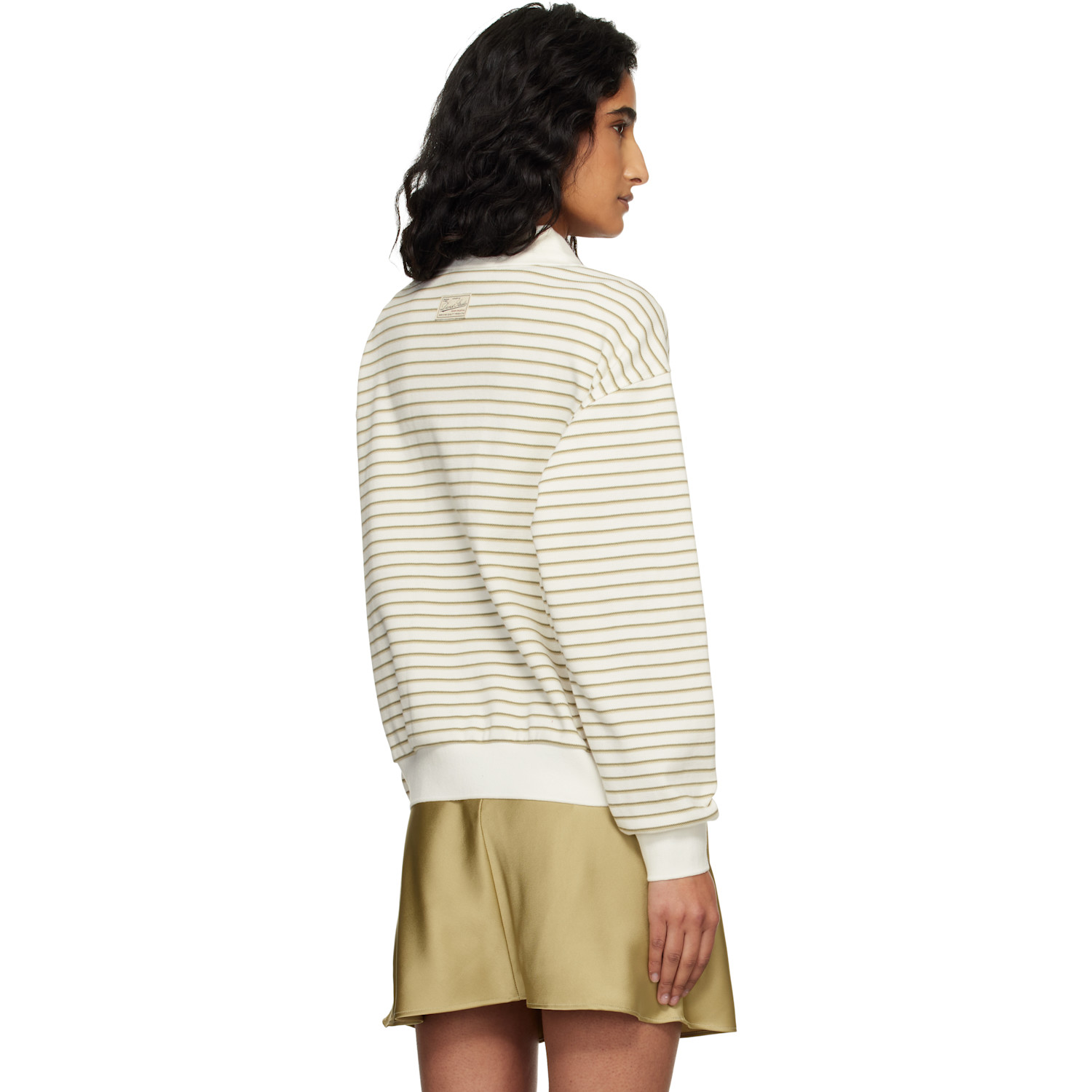  Dunst Off-white Striped Logo Collared Polo 