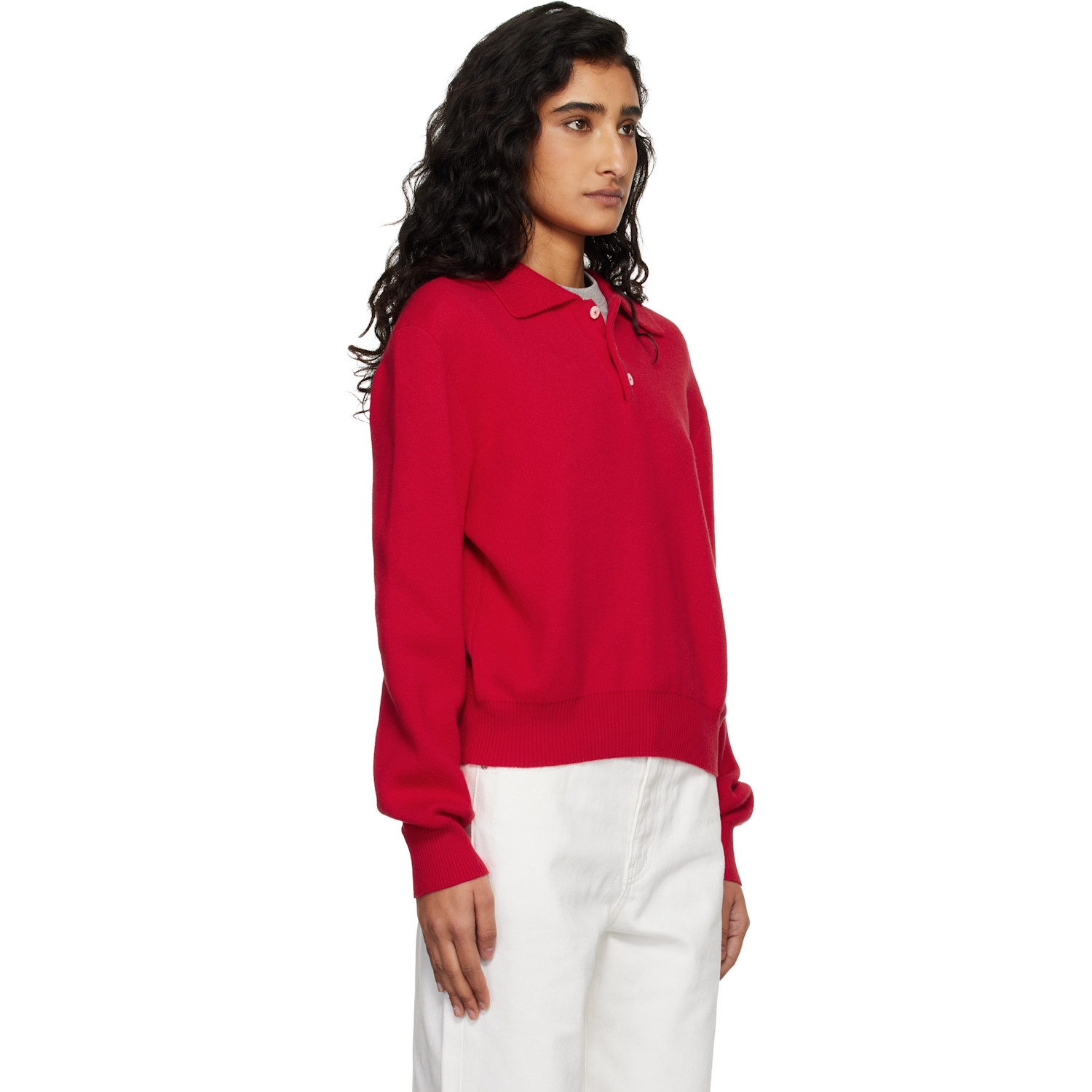  Dunst Red Cashmere Collared Sweater Polo 