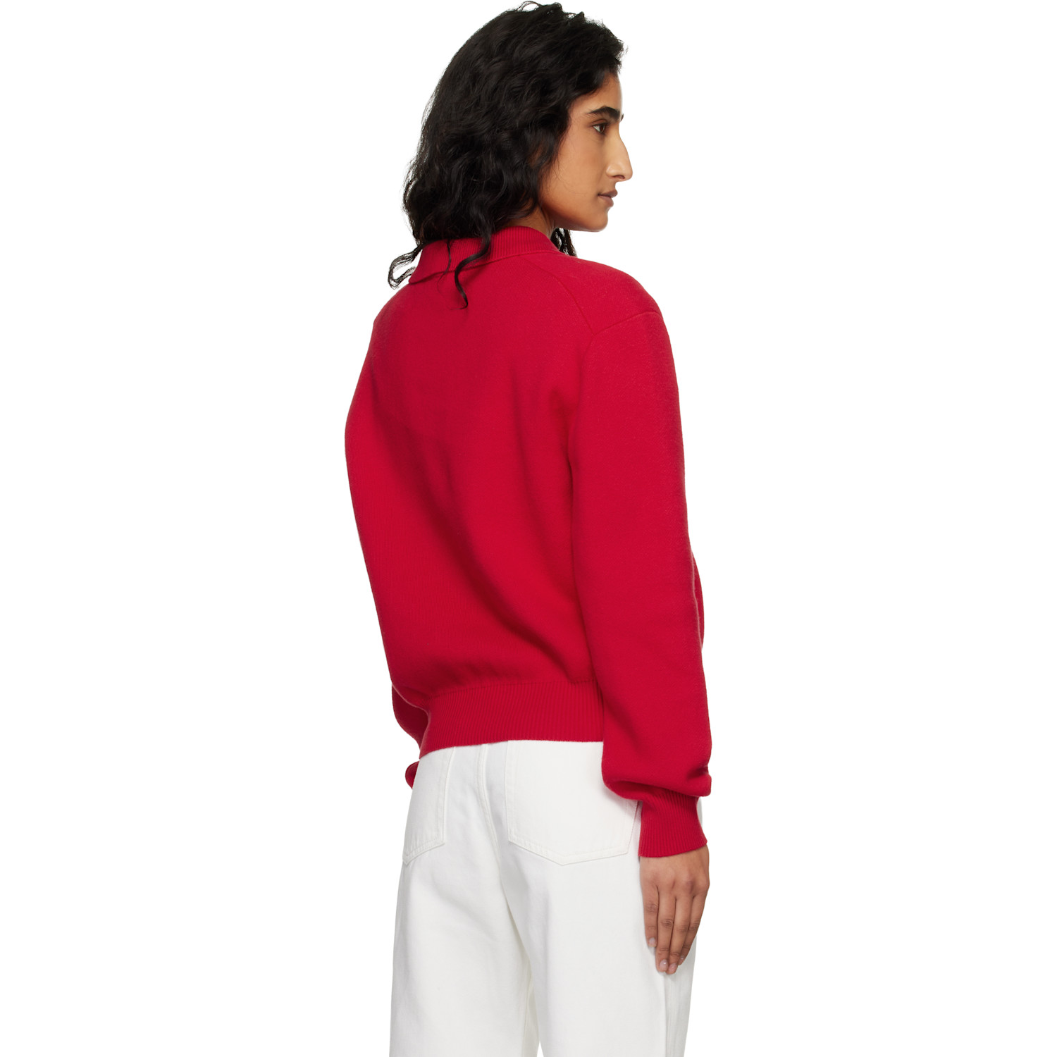  Dunst Red Cashmere Collared Sweater Polo 