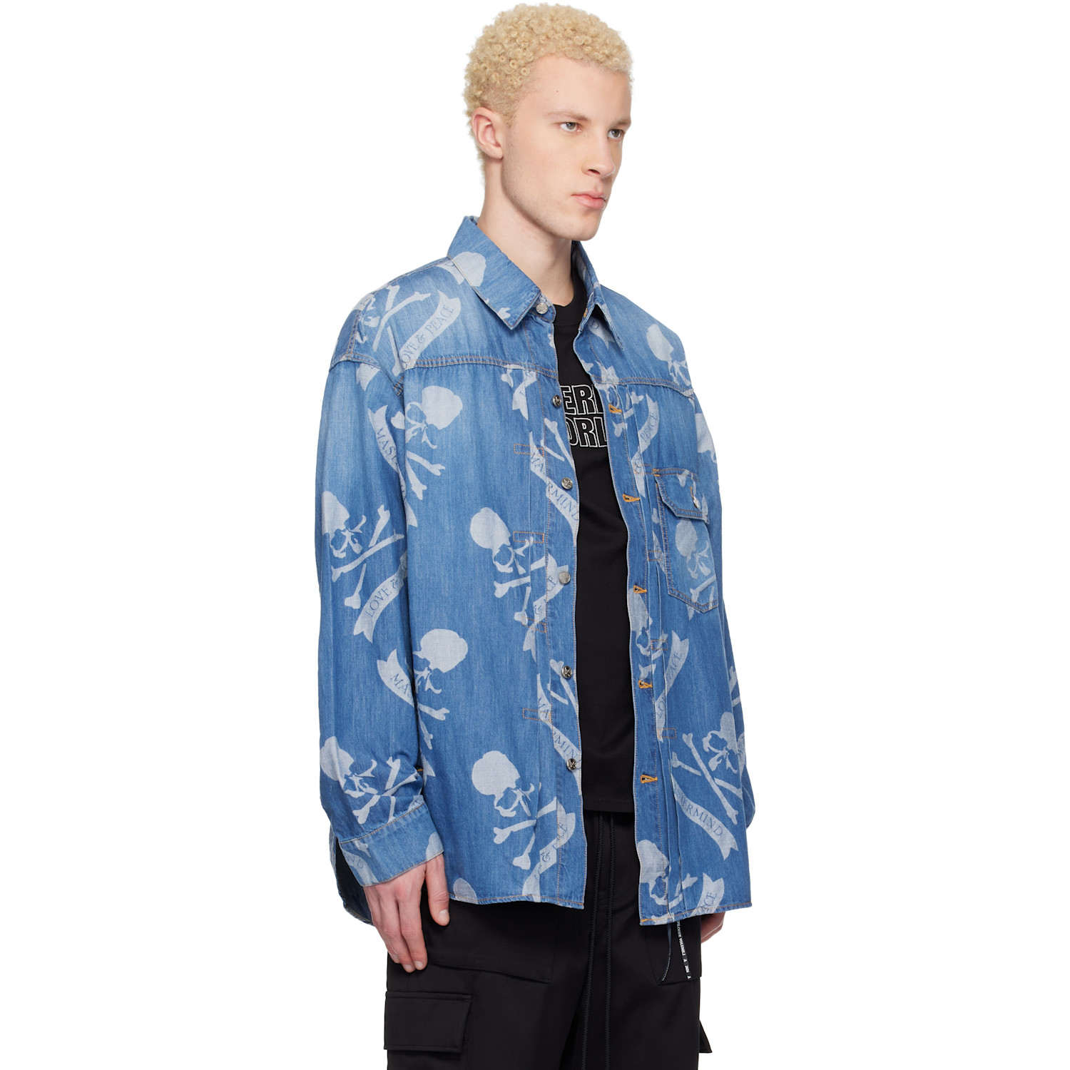  Mastermind World Blue Mw Long Sleeve Denim Shirt 