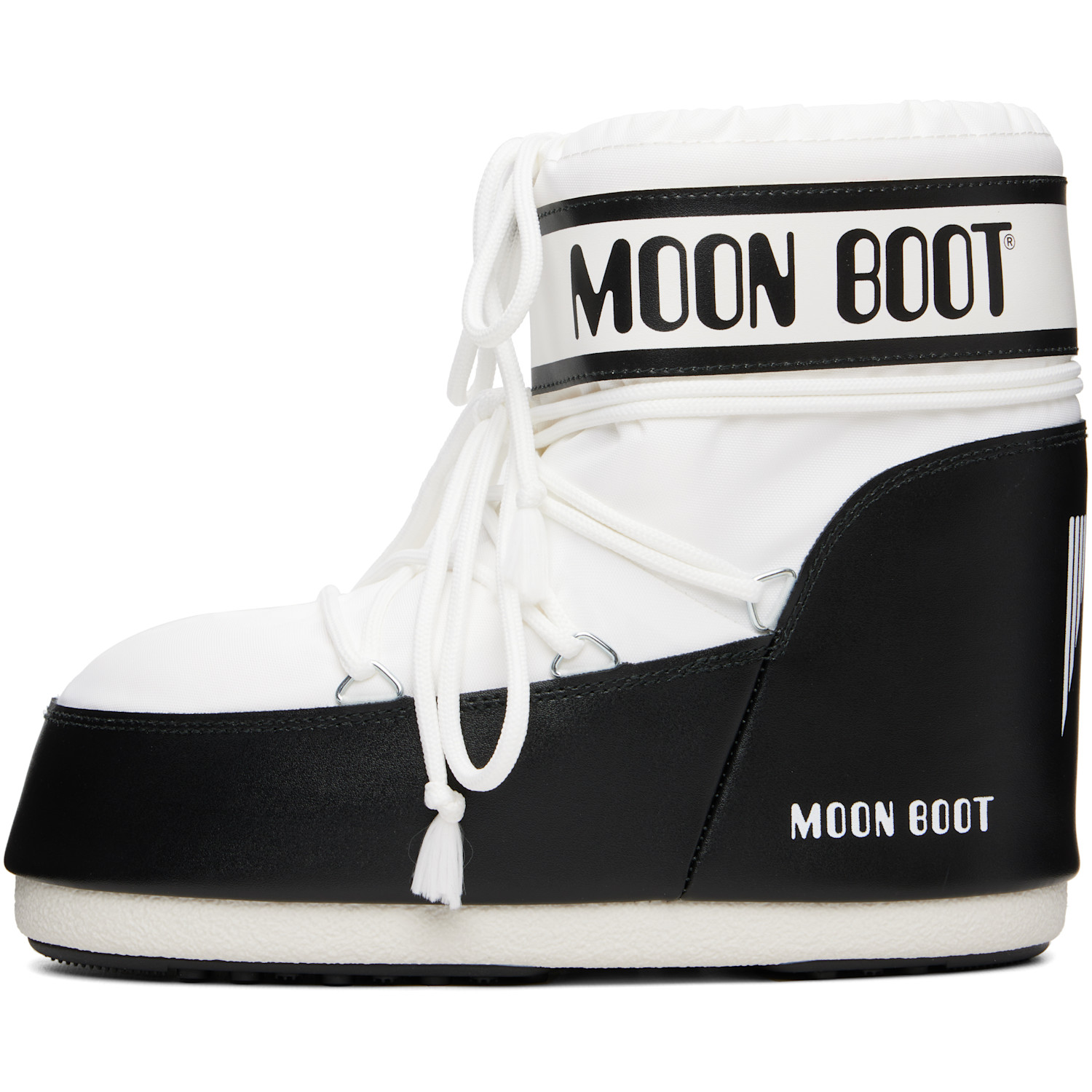  Moon Boot White & Black Icon Low Nylon Boots 