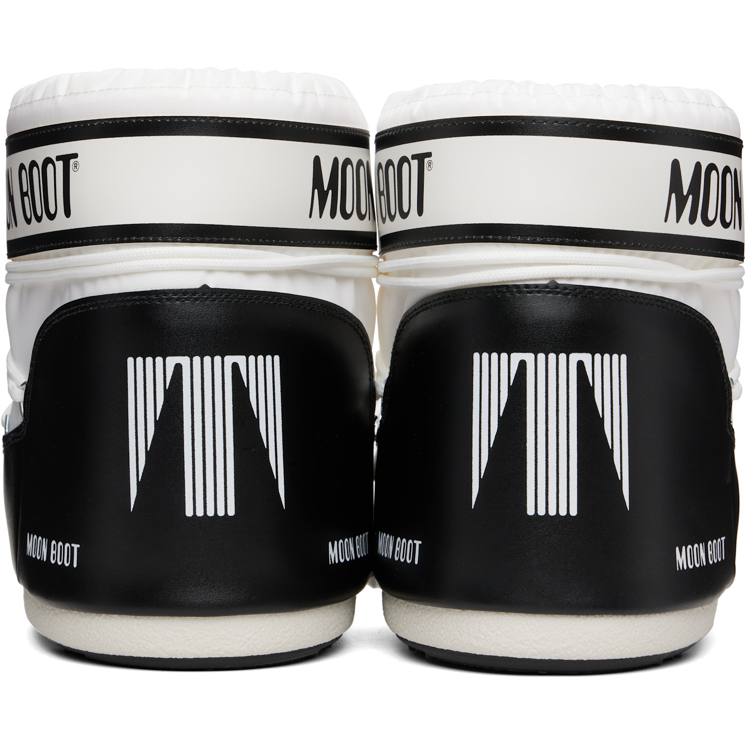  Moon Boot White & Black Icon Low Nylon Boots 