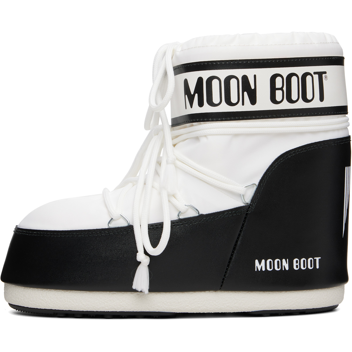  Moon Boot White & Black Icon Low Nylon Boots 