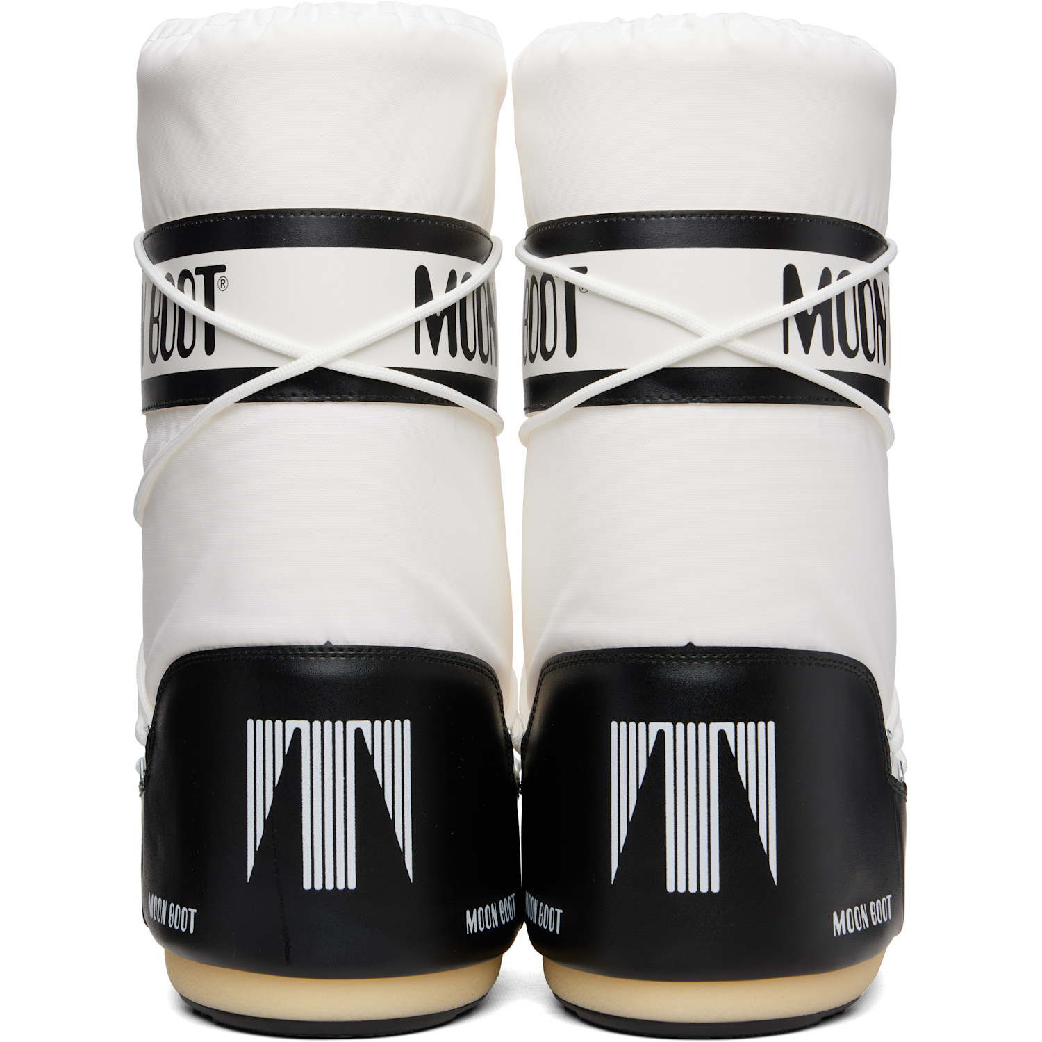  Moon Boot White & Black Icon Nylon Boots 