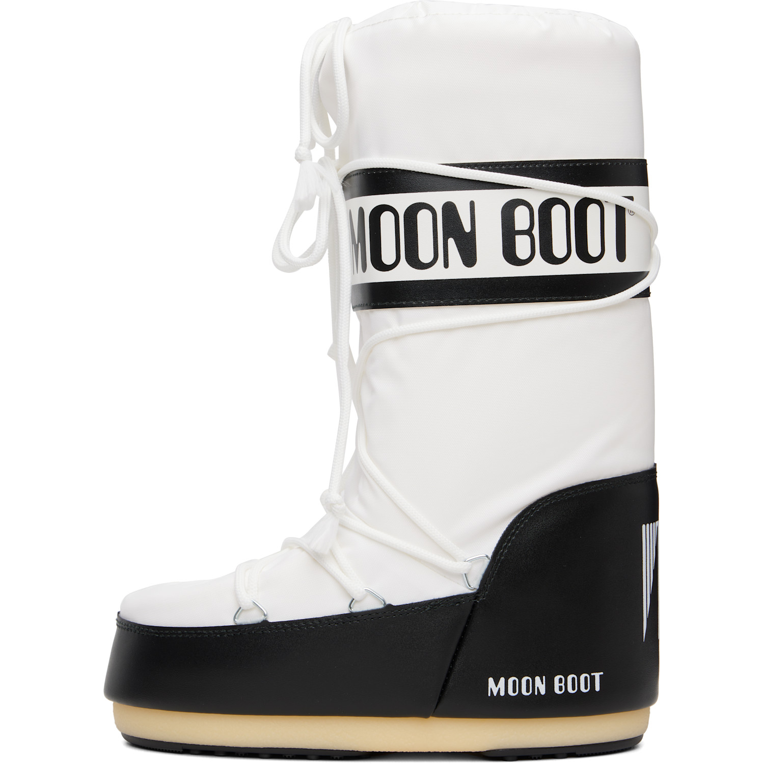  Moon Boot White & Black Icon Nylon Boots 