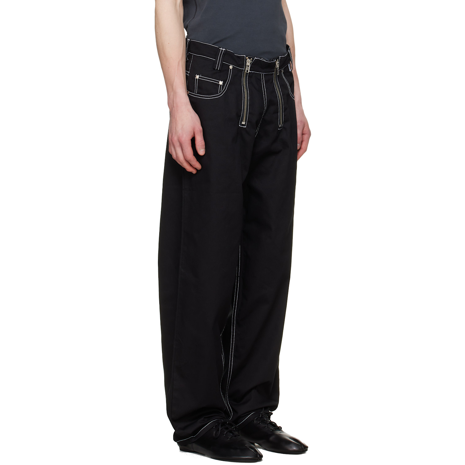  Gmbh Black Cyrus Double Fly Trousers 