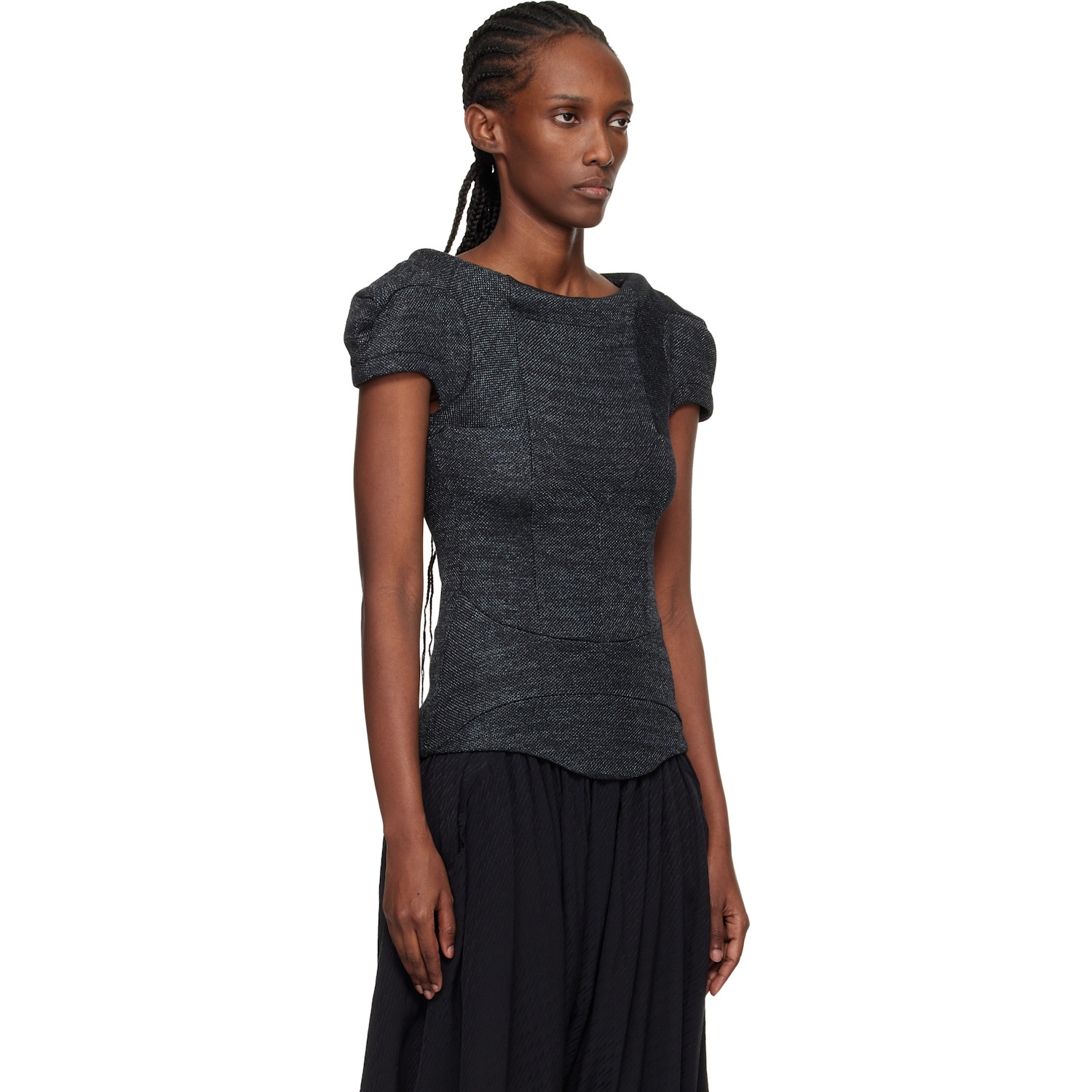  Kiko Kostadinov Gray Compass Jersey Blouse 