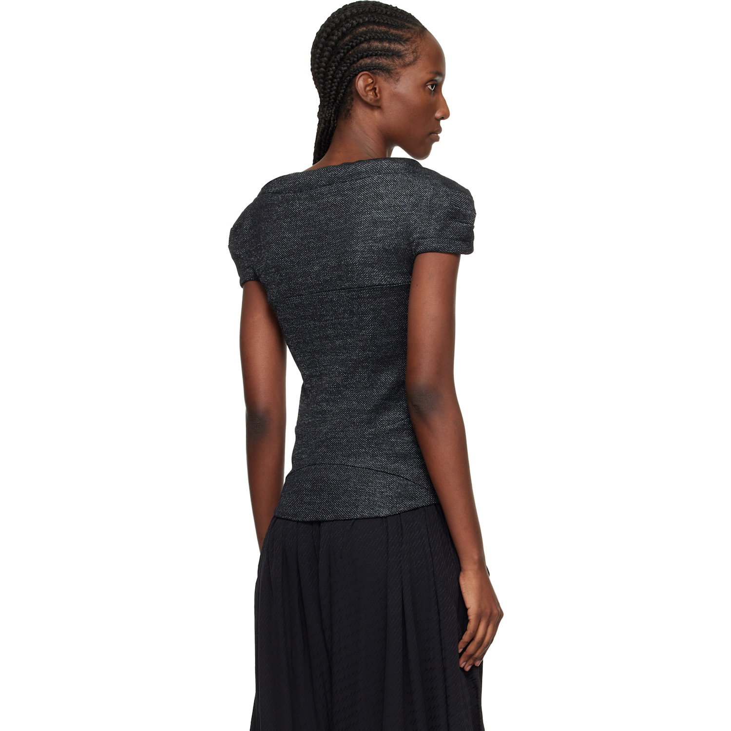  Kiko Kostadinov Gray Compass Jersey Blouse 