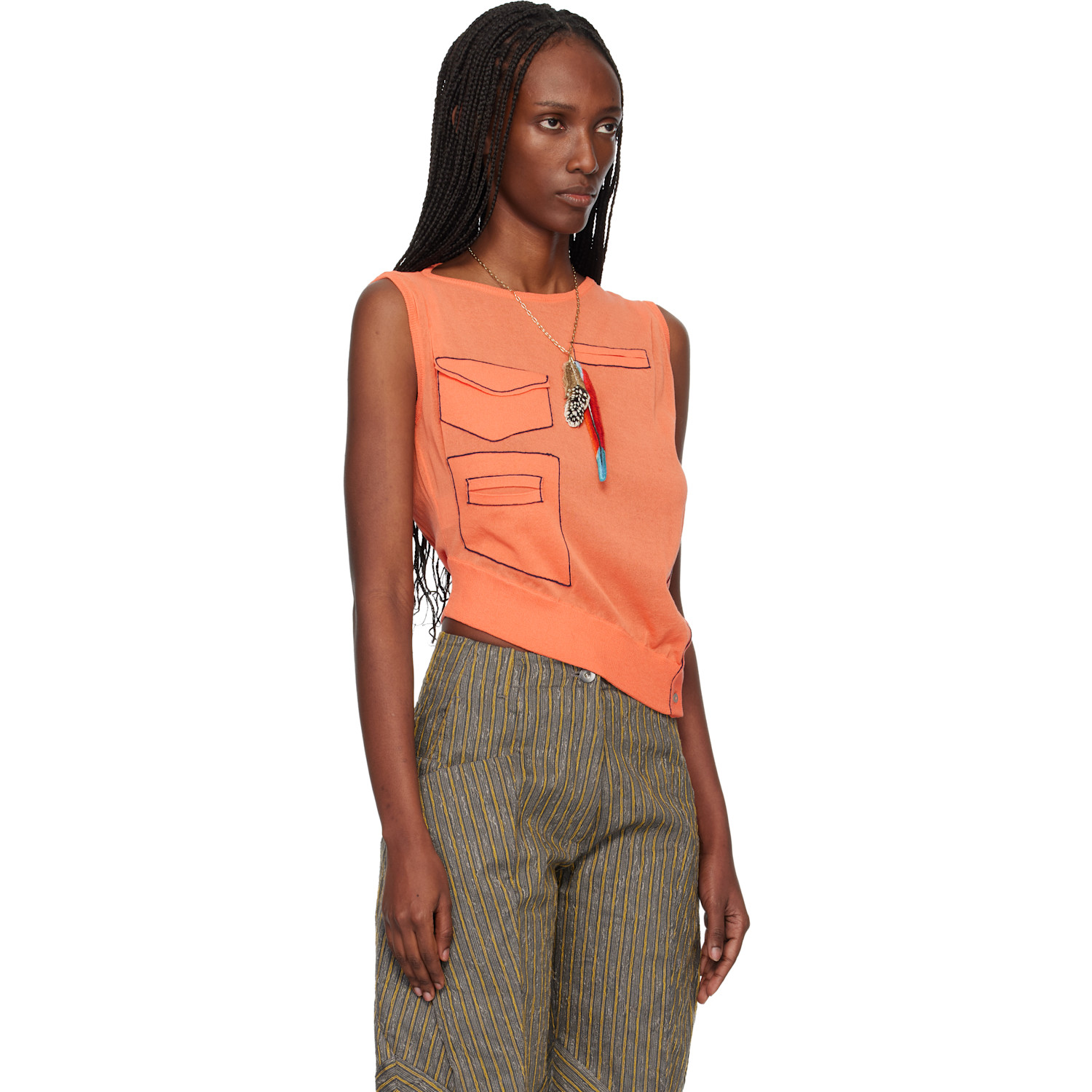  Kiko Kostadinov Orange Kreiner Knit Tank Top 