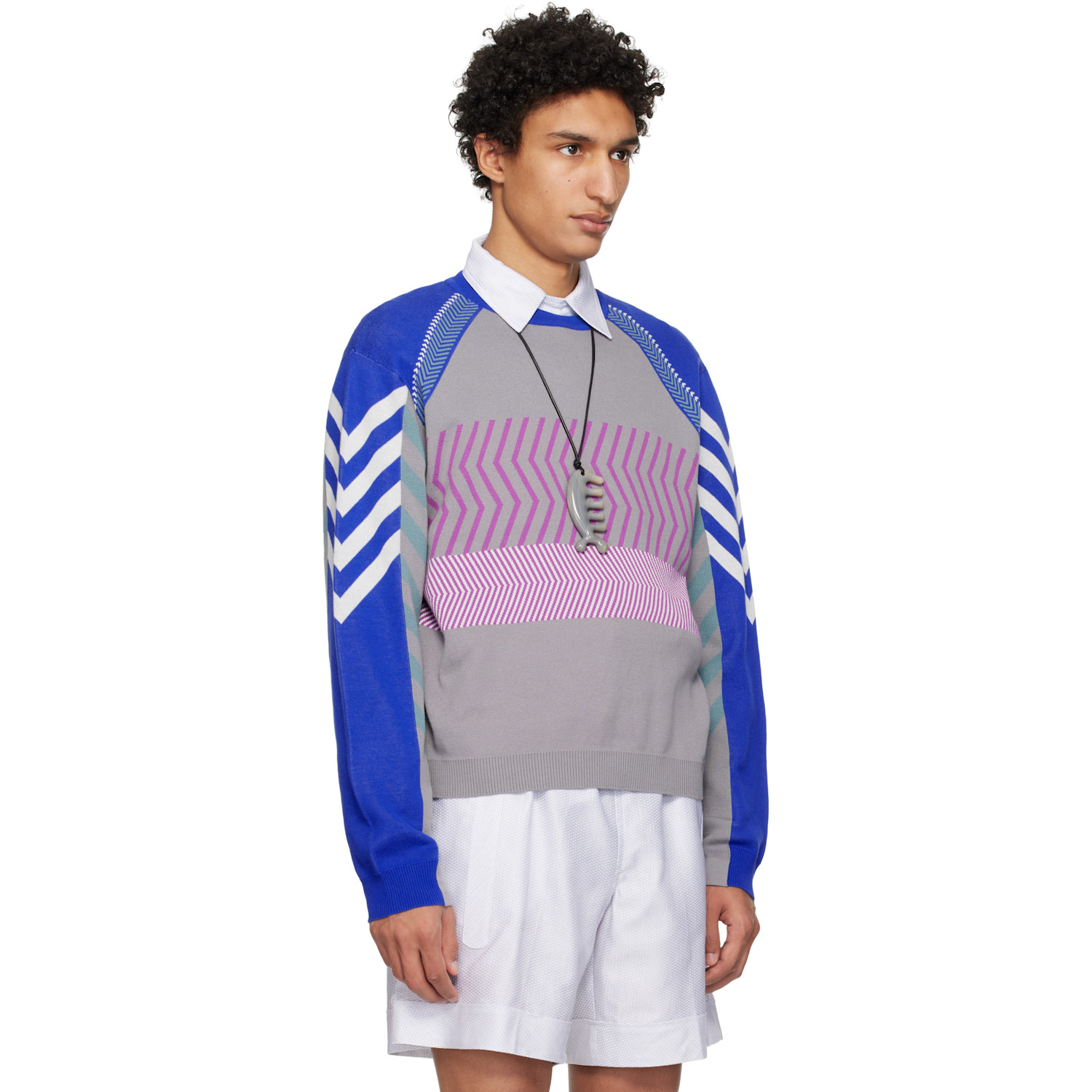  Kiko Kostadinov Gray & Blue Gizi Panelled Sweater 