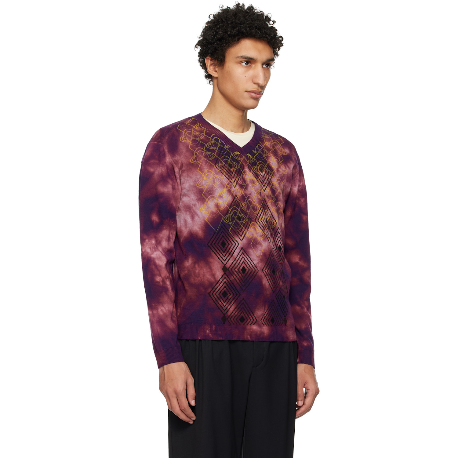  Kiko Kostadinov Purple Hatha V-neck Knit Sweater 