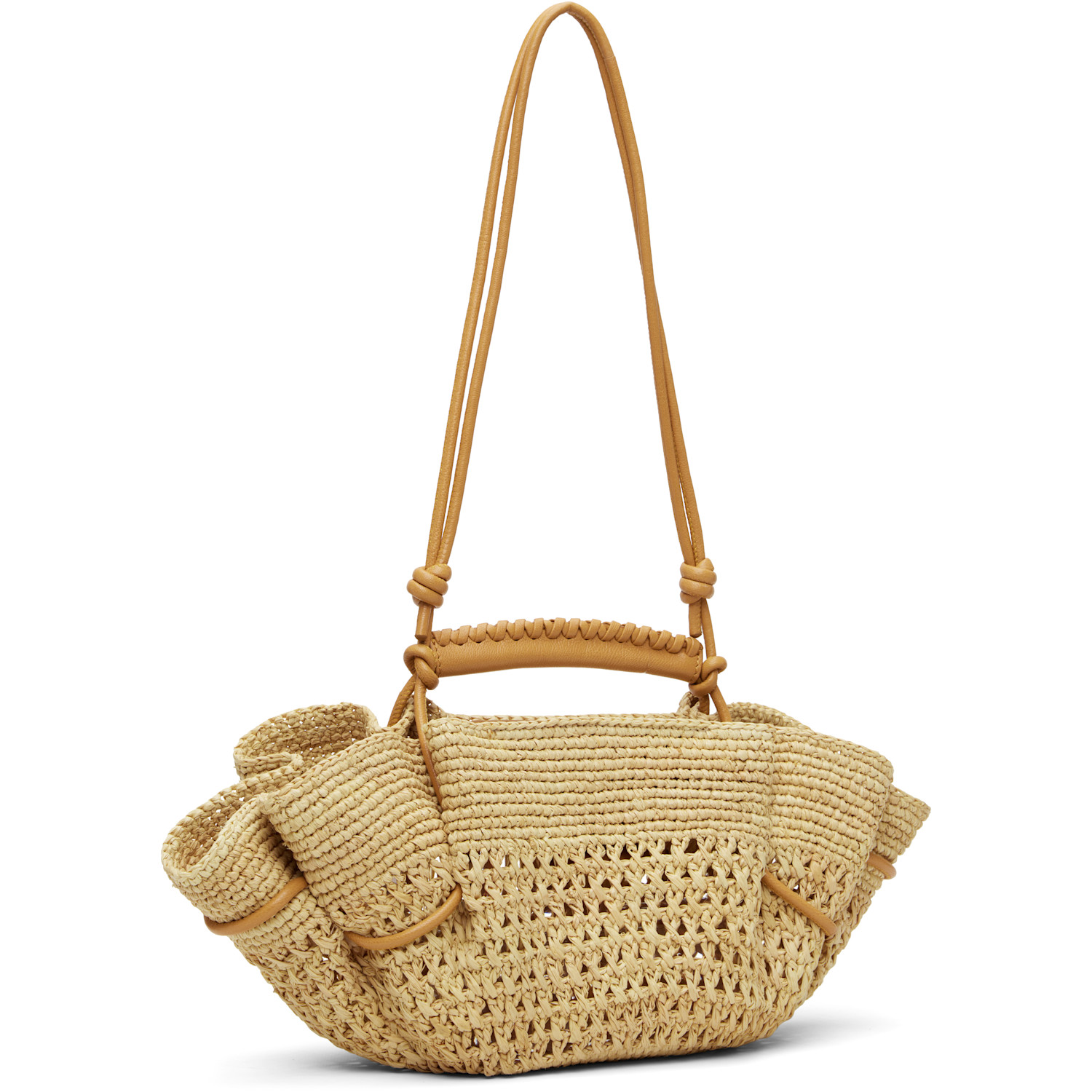  Hereu Beige & Tan Arta Mini Raffia Bag 