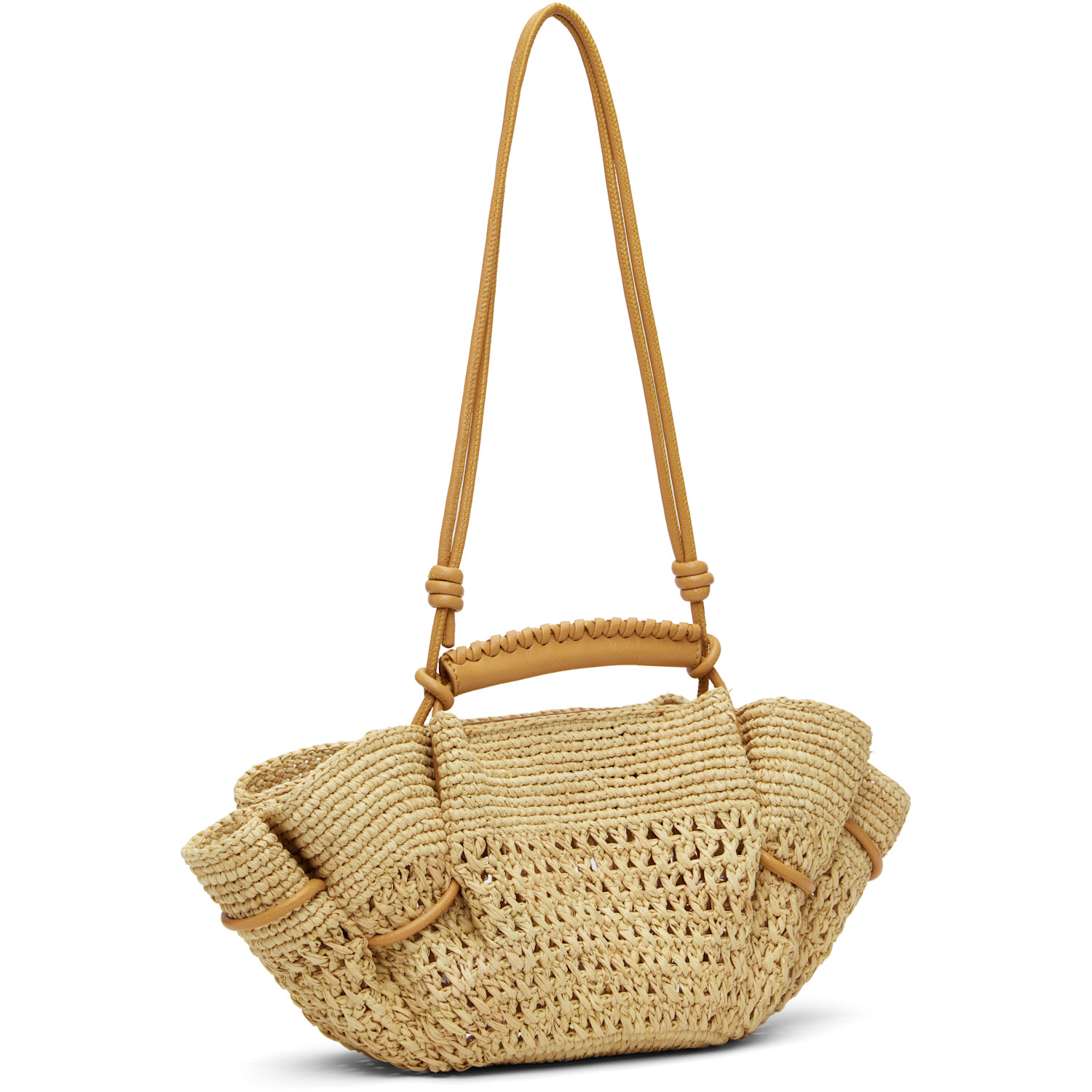  Hereu Beige & Tan Arta Mini Raffia Bag 