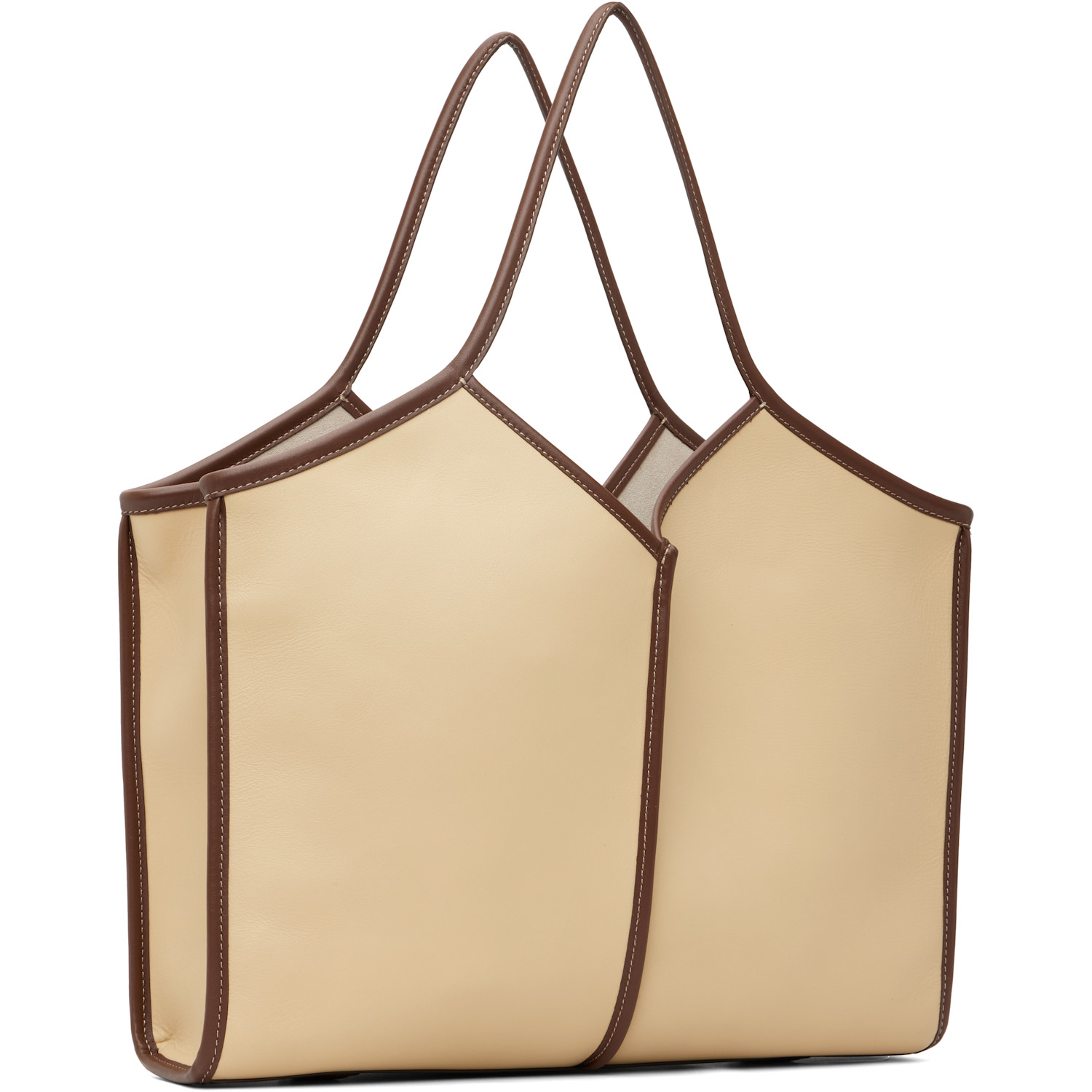  Hereu Beige Calella Squared Medium Leather Tote 