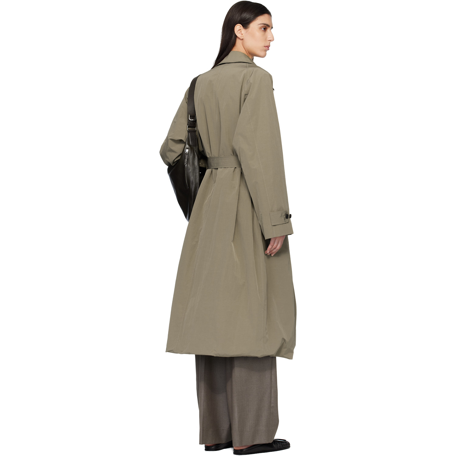  Ssstein Beige Oversized Layered Combination Trench Coat 