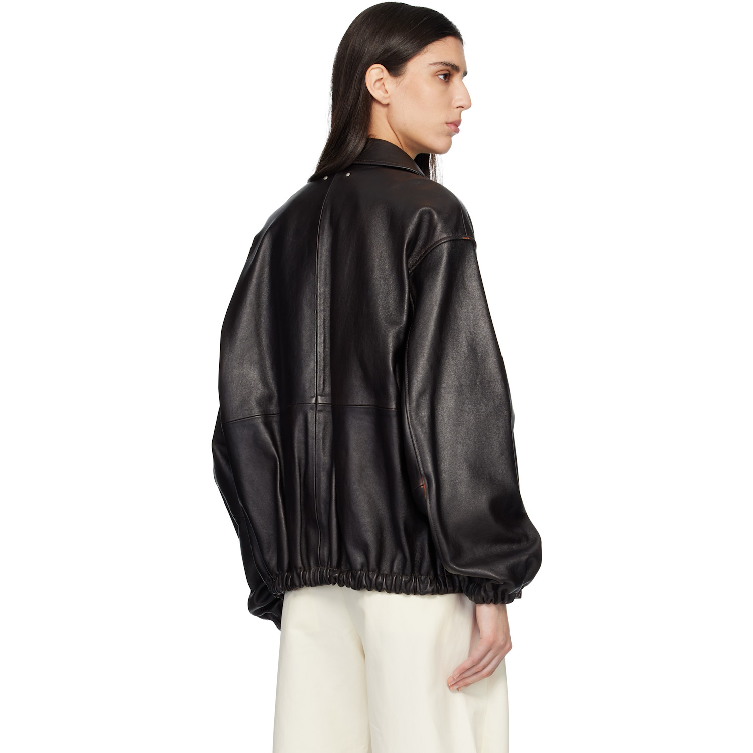  Ssstein Black Sheep Leather Zip Short Jacket 
