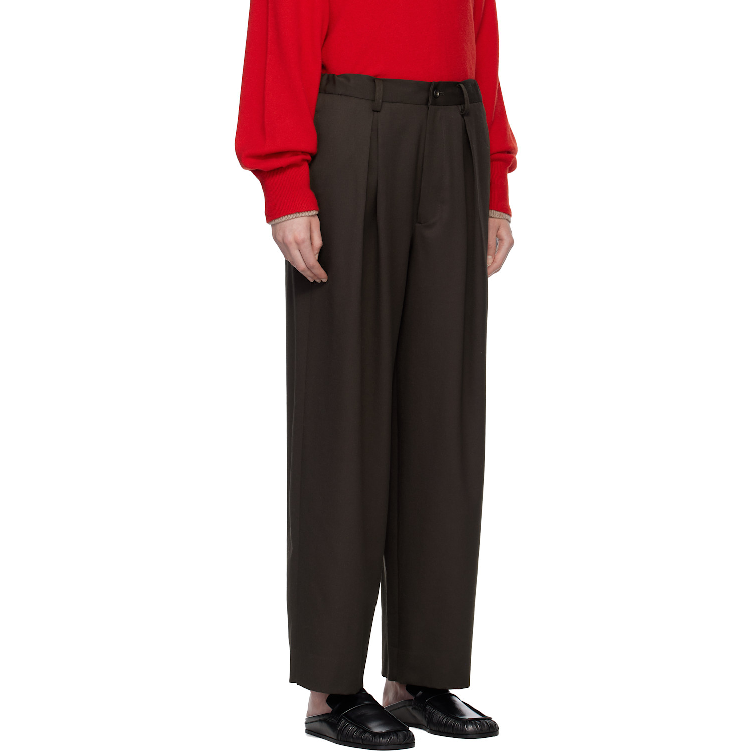 Ssstein Brown Easy Wide Trousers 