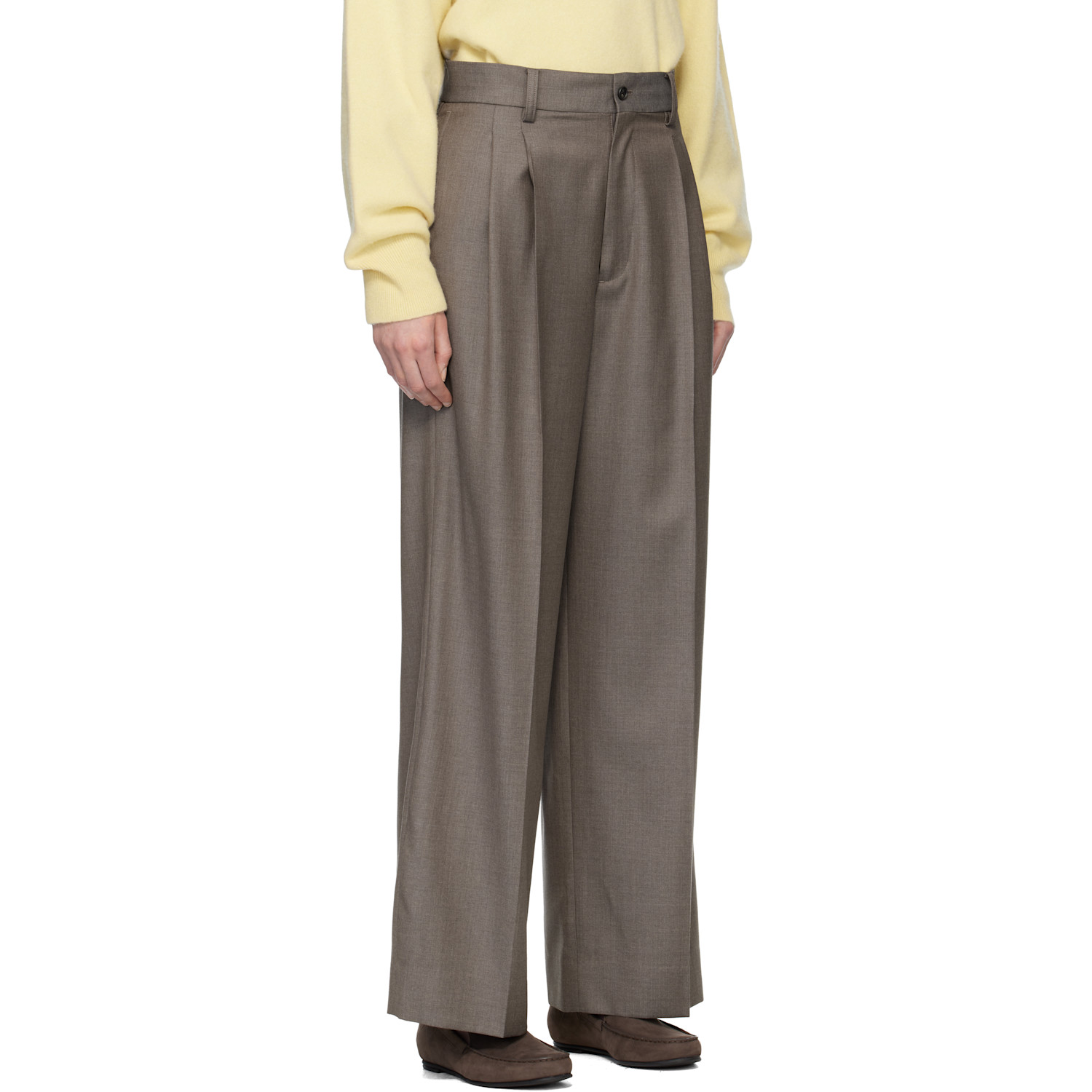  Ssstein Gray Extra Fine Wool Long Wide Trousers 