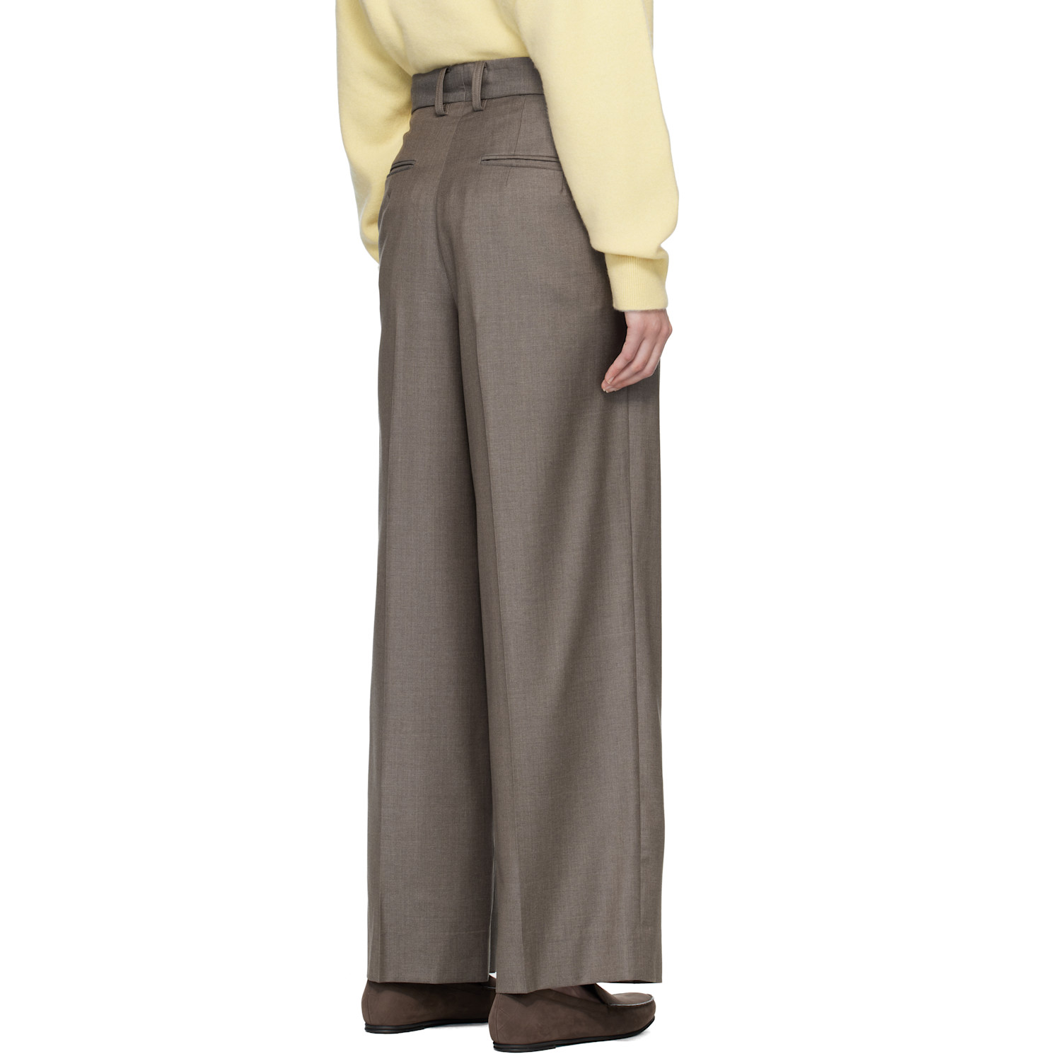  Ssstein Gray Extra Fine Wool Long Wide Trousers 