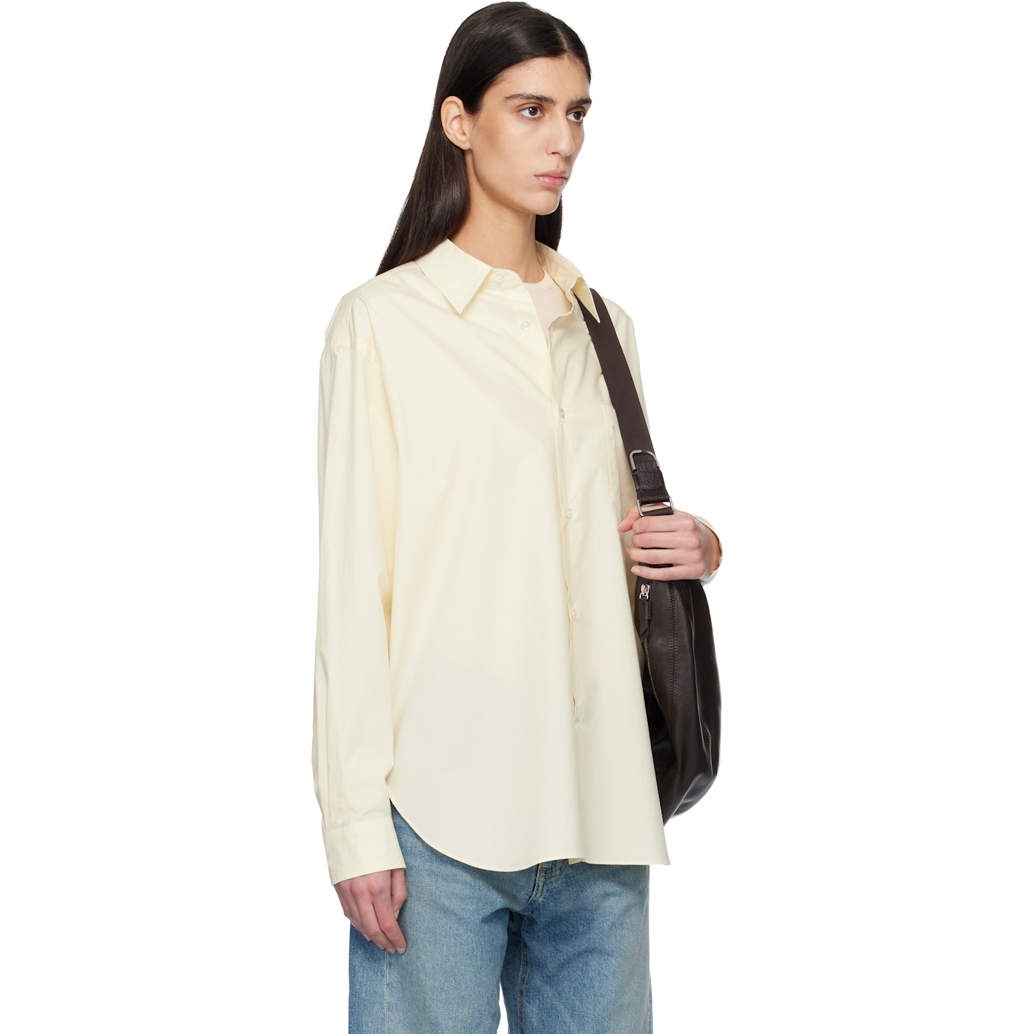  Ssstein Yellow Suvin Cotton Oversized Regular Collar Shirt 