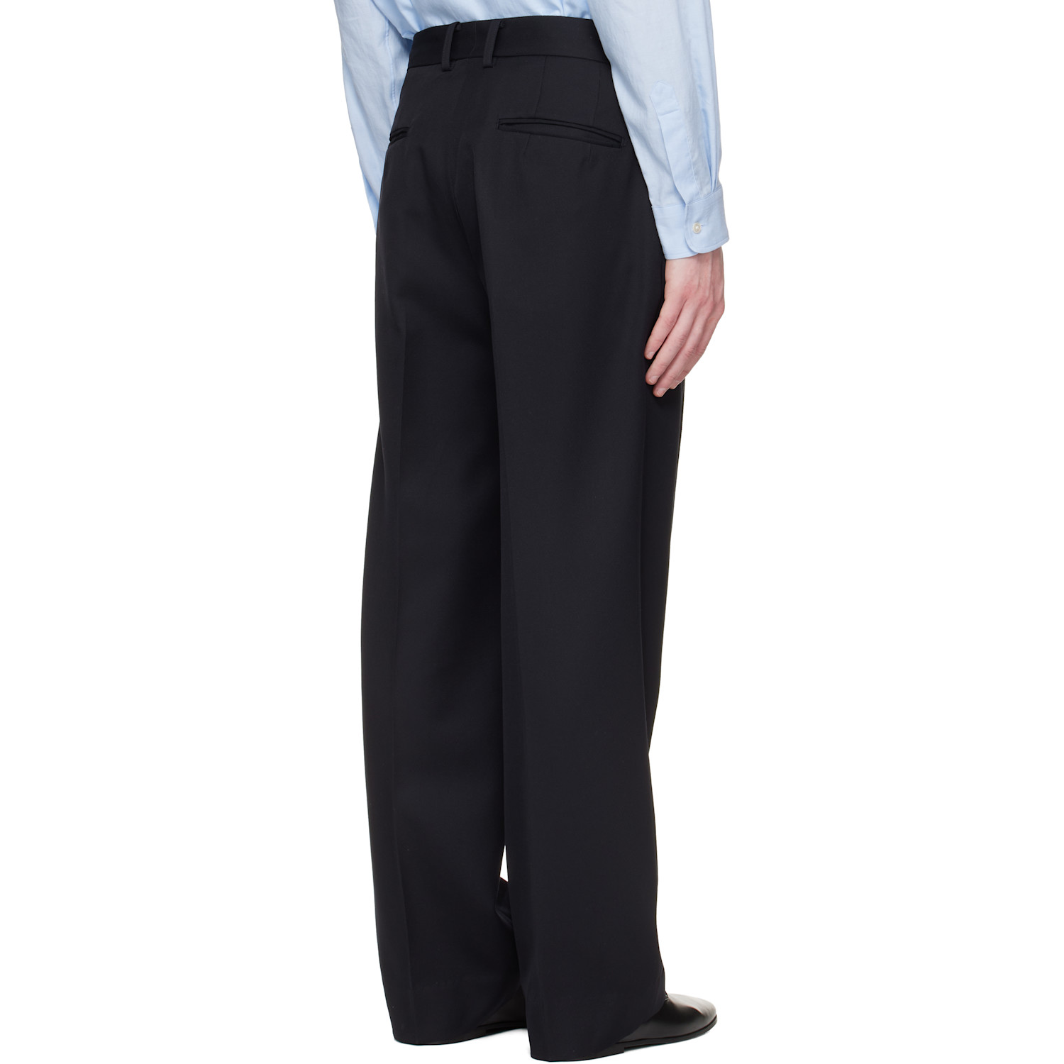  Ssstein Navy Wool Kersey Straight Trousers 