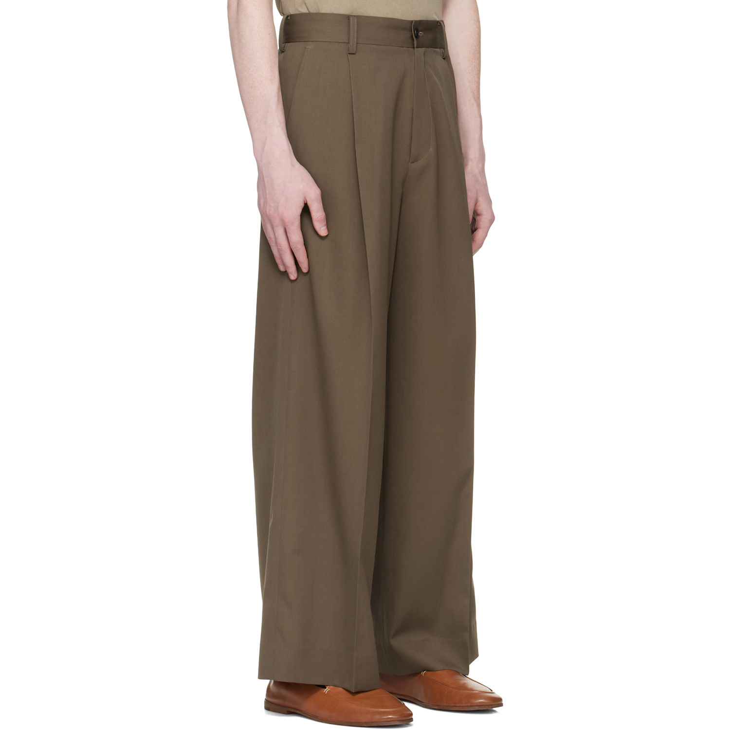  Ssstein Taupe Extra Wide Trousers 