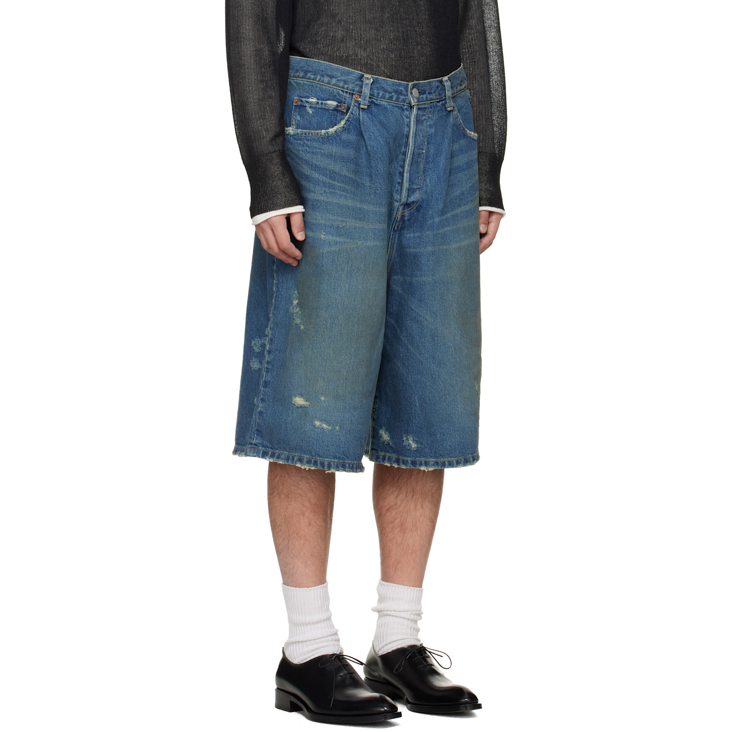  Ssstein Blue Baggy Denim Shorts 