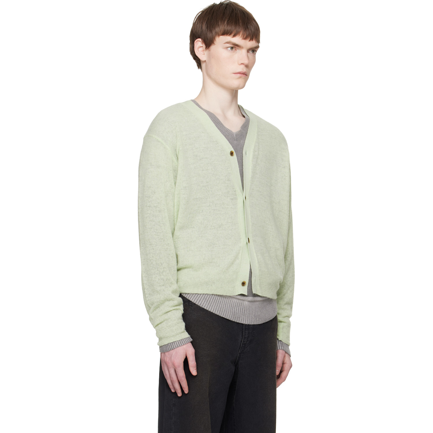  Ssstein Green Knit V Neck Cardigan 