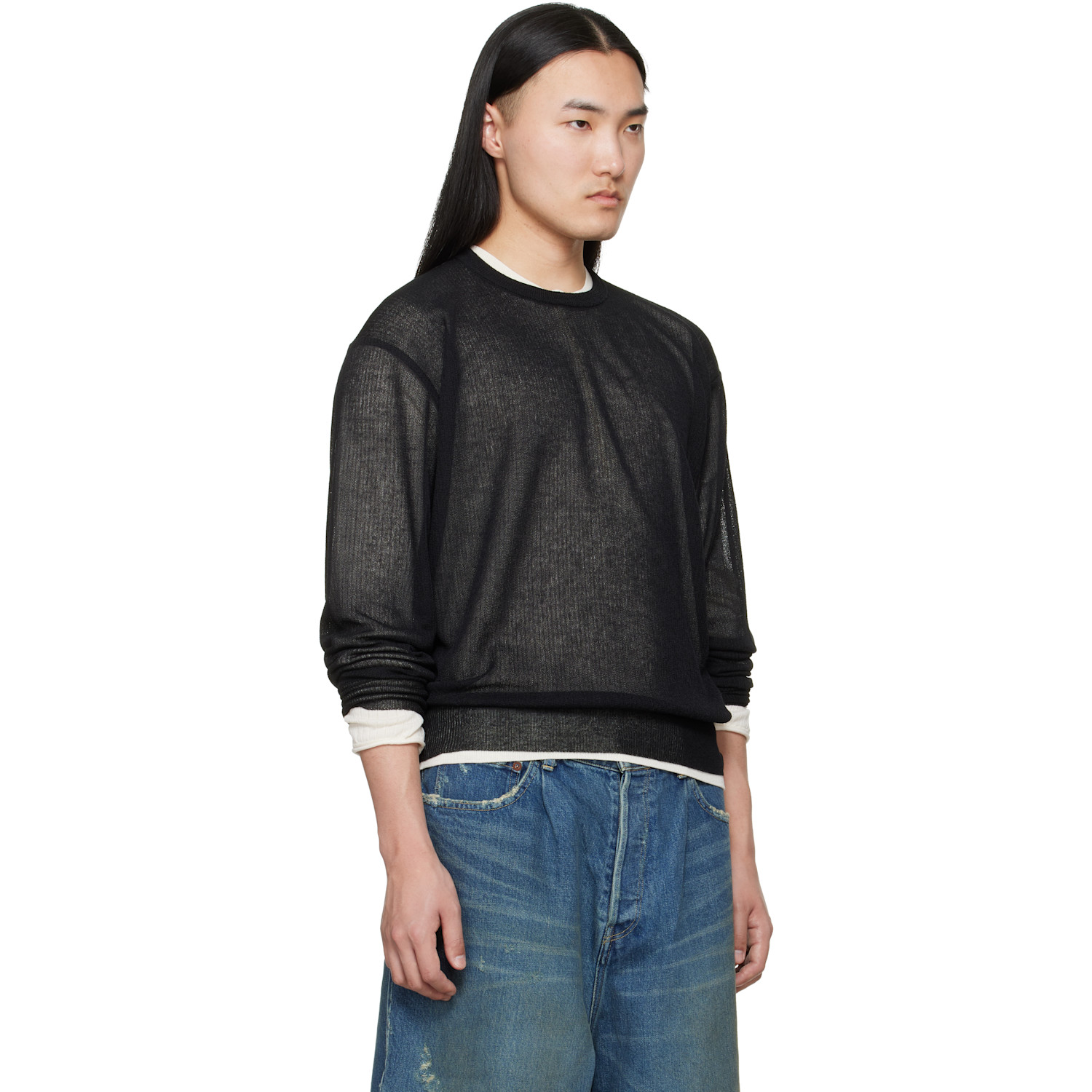  Ssstein Black Knit Crew Neck Ls Sweater 