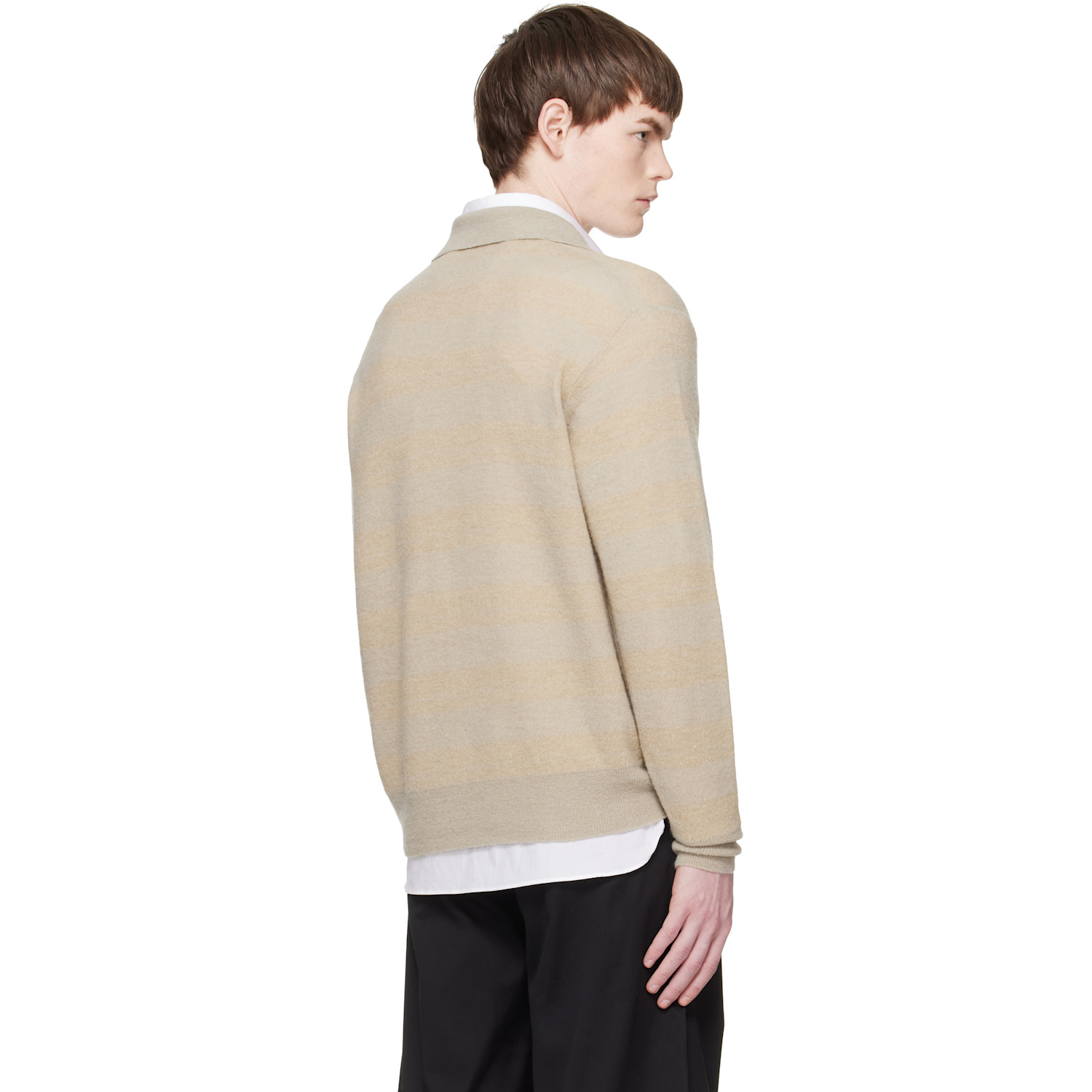  Ssstein Beige Knit Stripe Ls Polo 