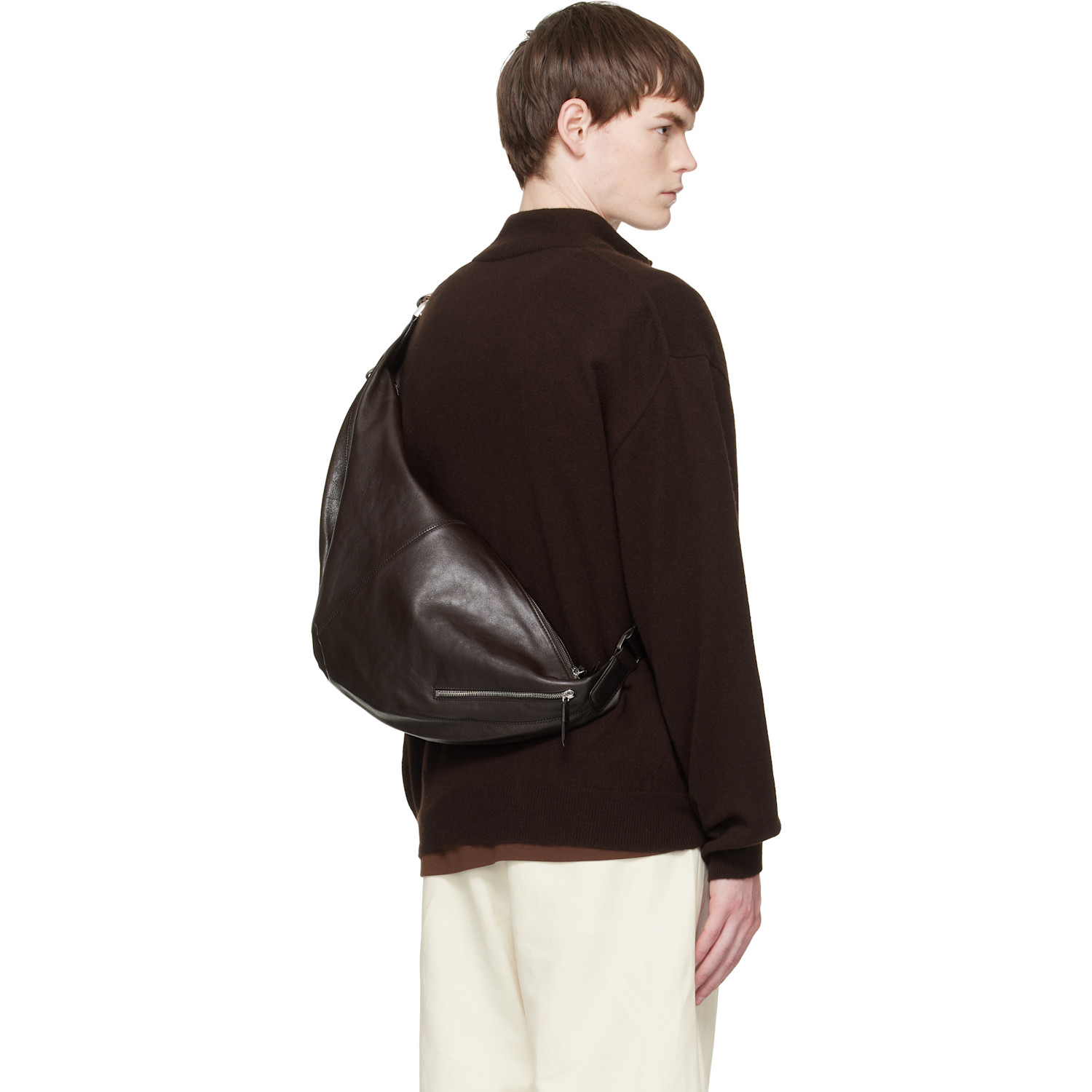  Ssstein Brown Pure Cashmere Knit Half Zip Ls Sweater 