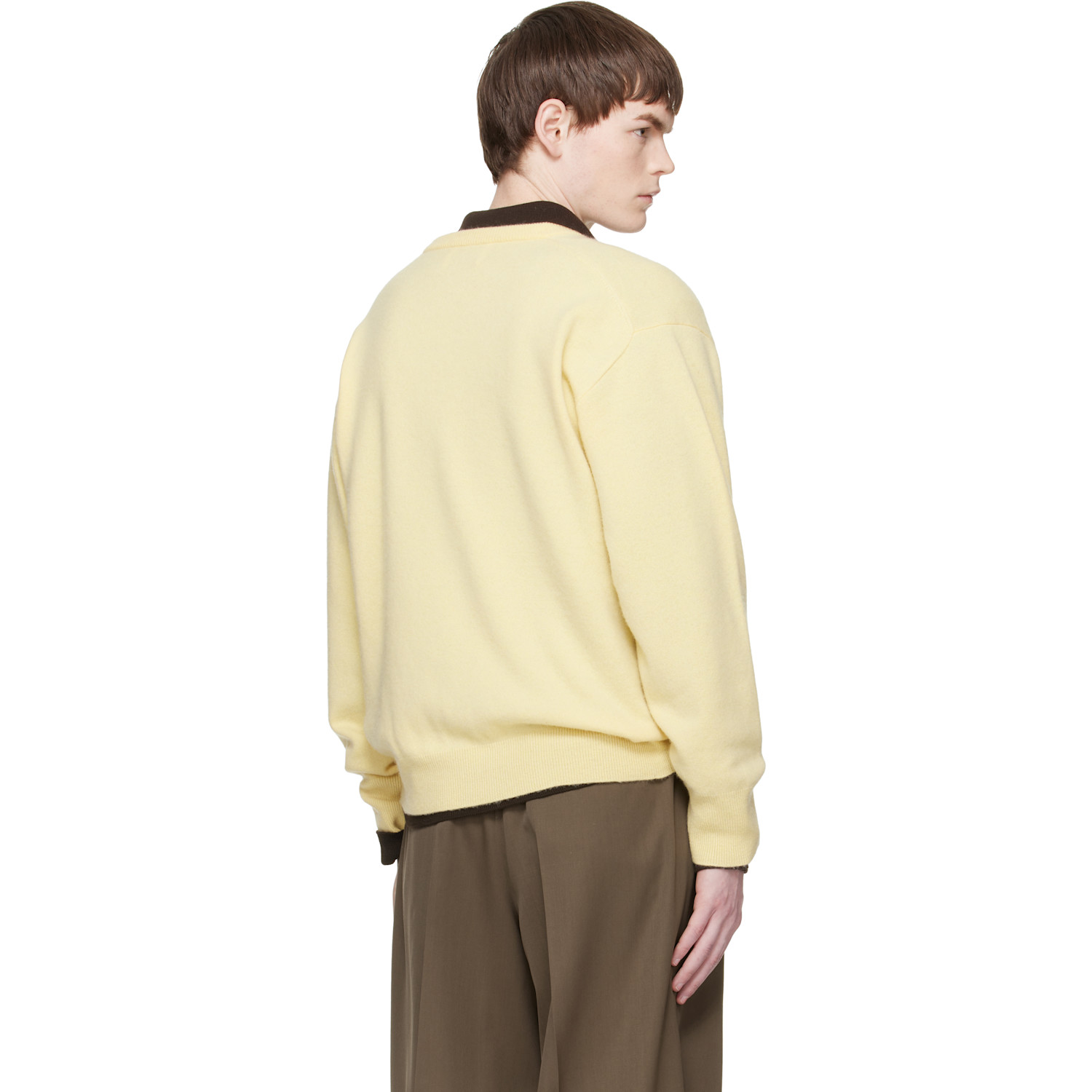  Ssstein Yellow Pure Cashmere V Neck Ls Sweater 